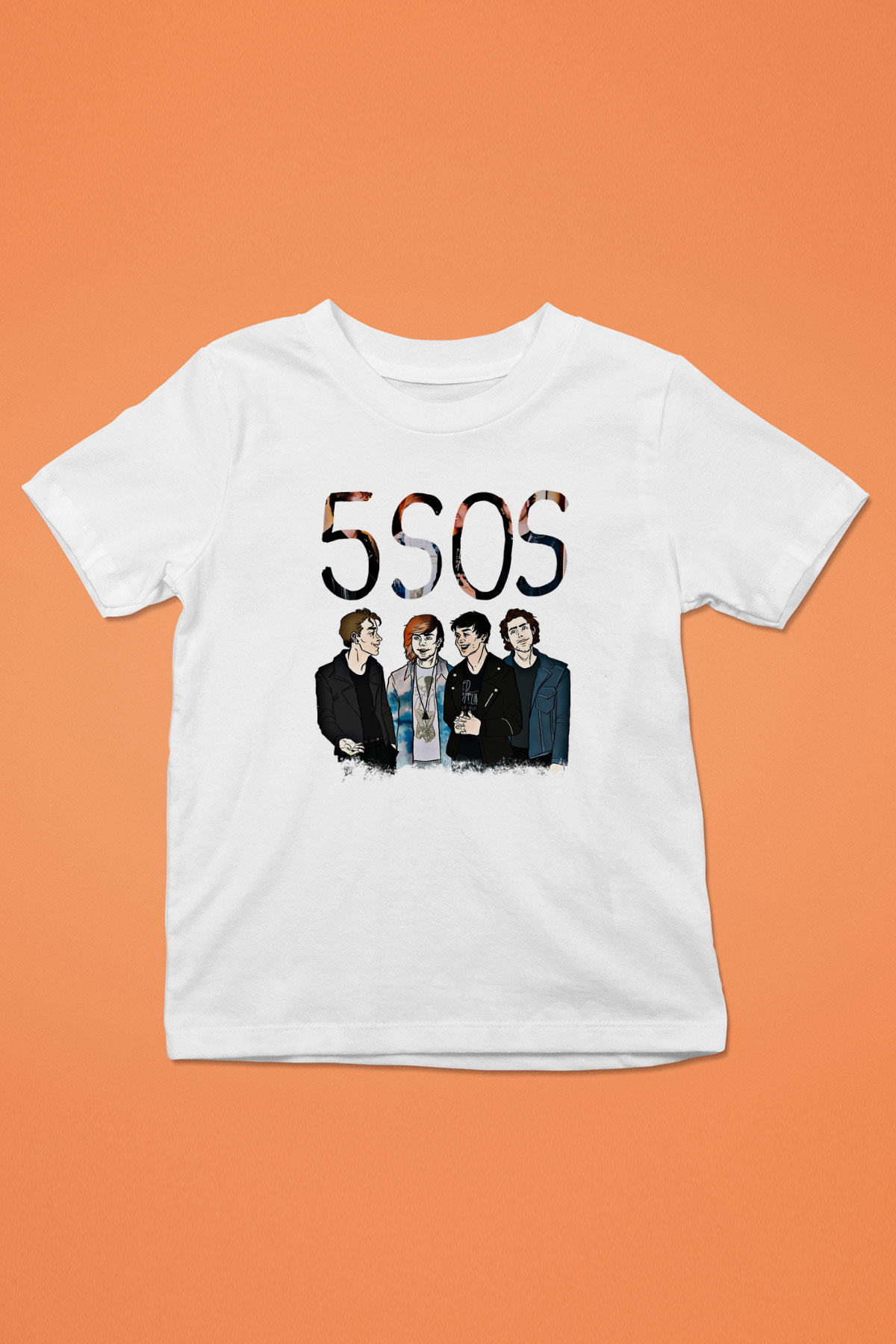 5 Seconds Of Summer Baskılı Unisex Beyaz Çocuk Tişört