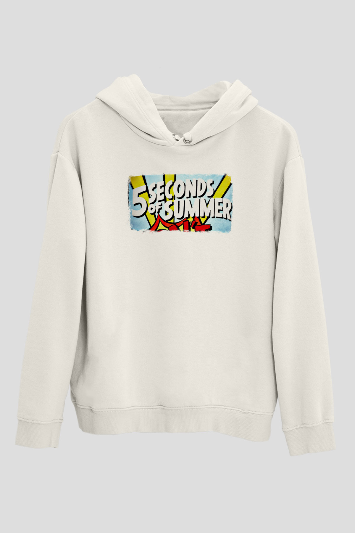 5 Seconds Of Summer Baskılı Unisex Beyaz Hoodie