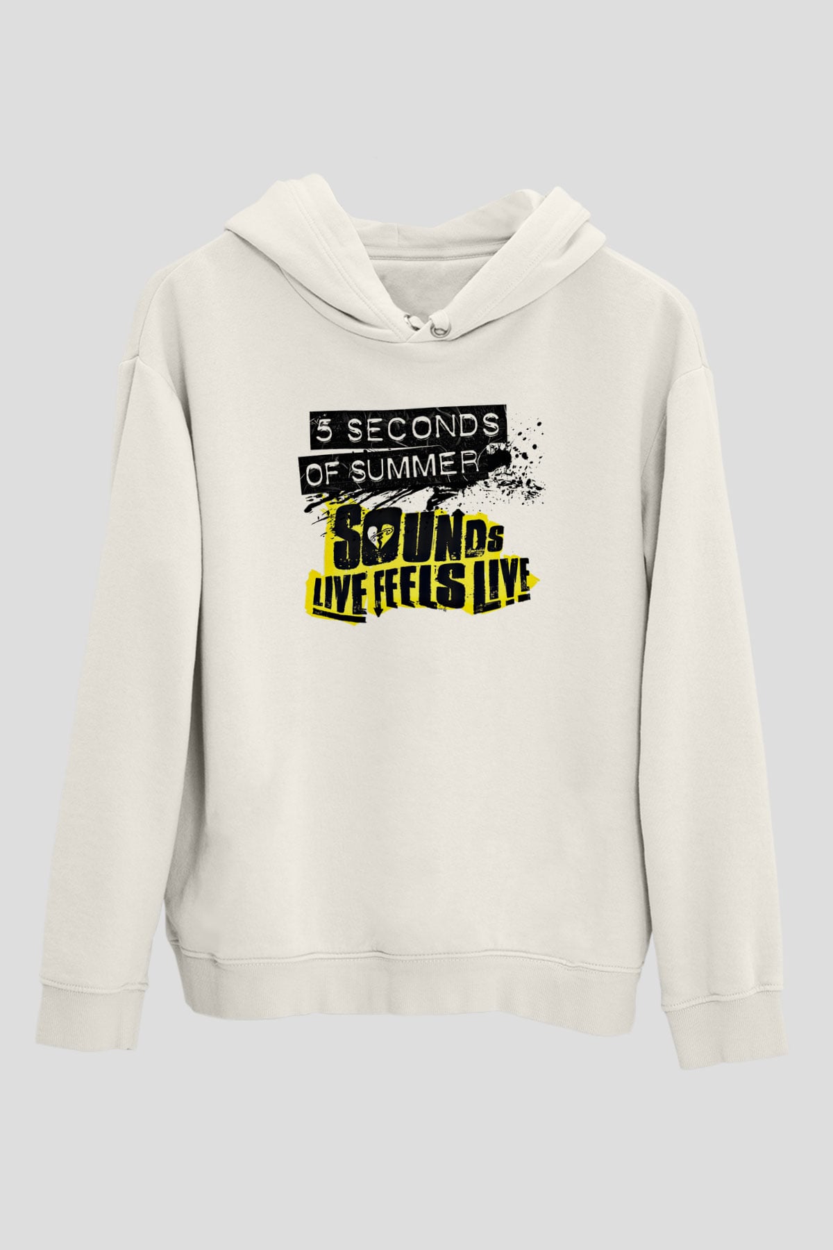5 Seconds Of Summer Baskılı Unisex Beyaz Hoodie