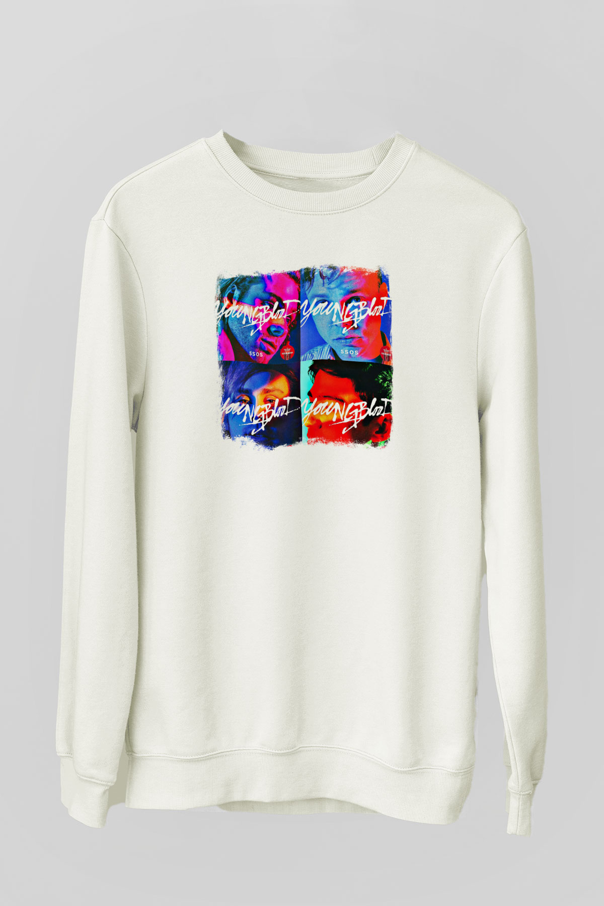 5 Seconds Of Summer Baskılı Unisex Beyaz Sweatshirt