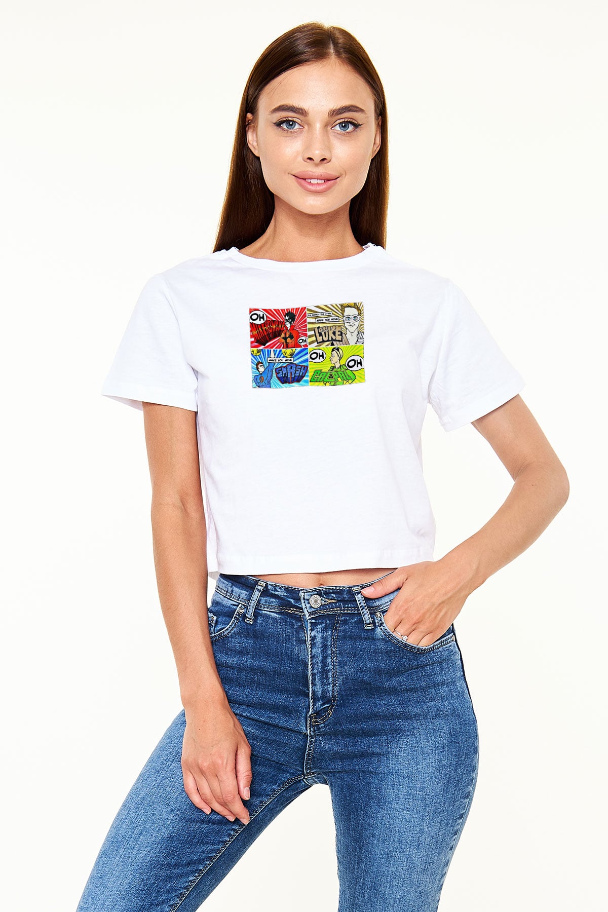 5 Seconds Of Summer Baskılı Unisex Beyaz Crop Top Tişört