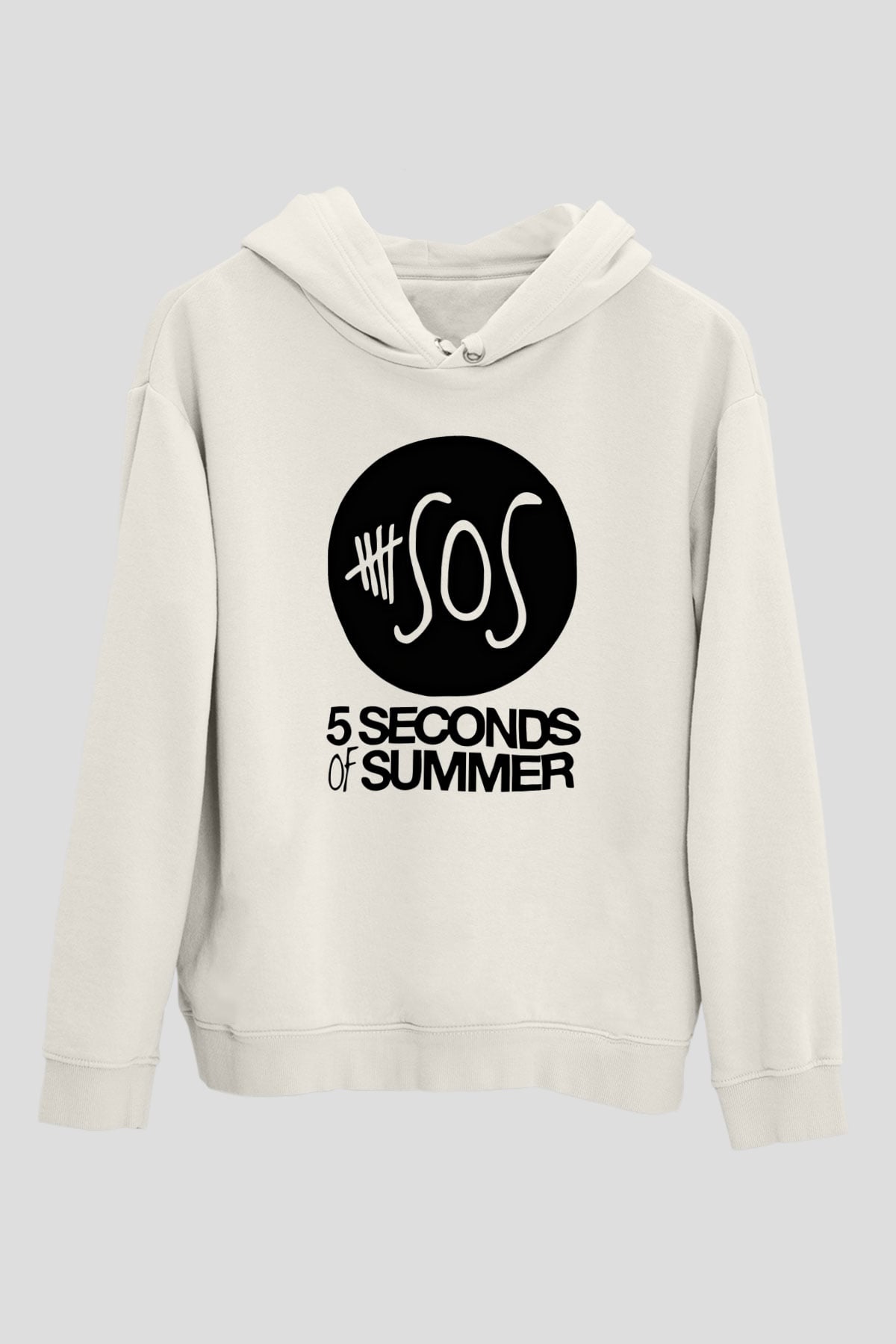 5 Seconds Of Summer Baskılı Unisex Beyaz Hoodie