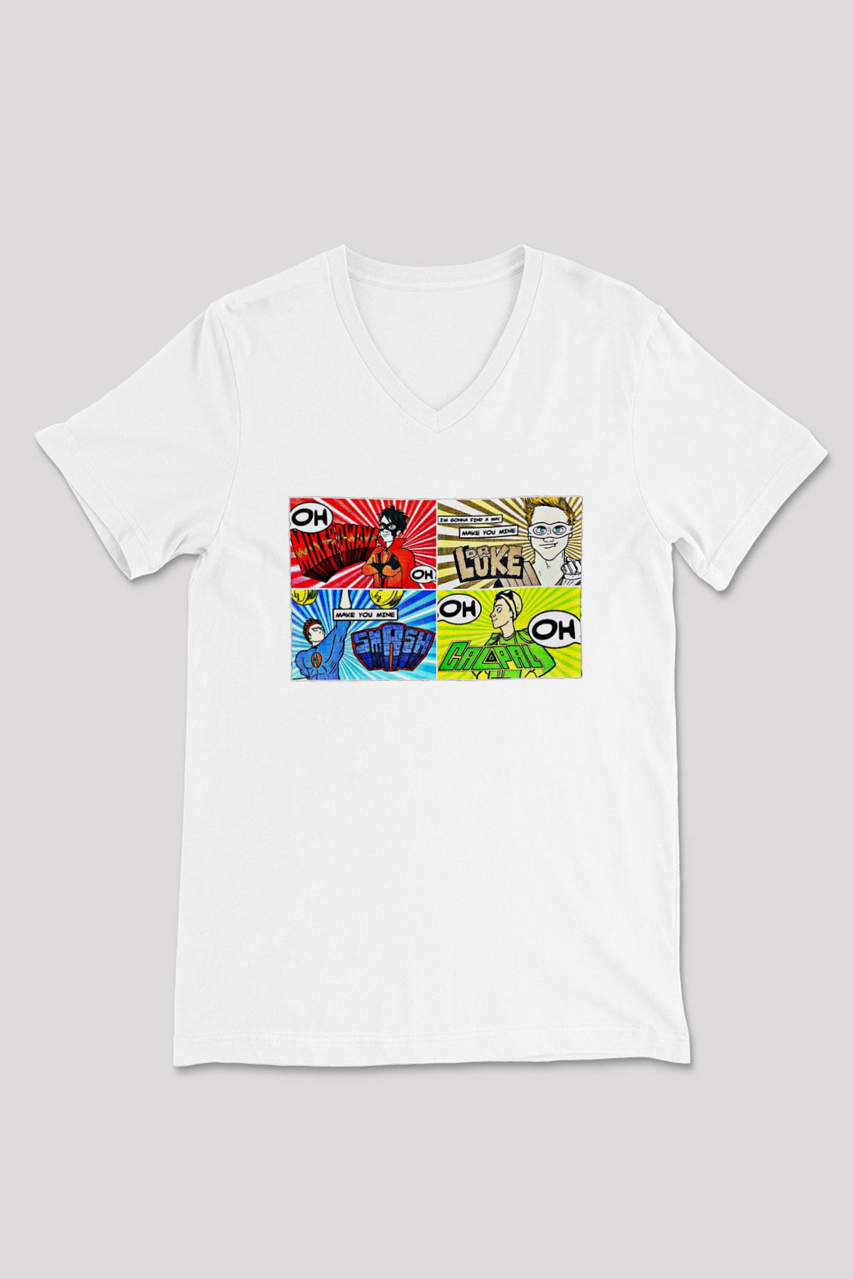 5 Seconds Of Summer Baskılı Unisex Beyaz V Yaka Tişört