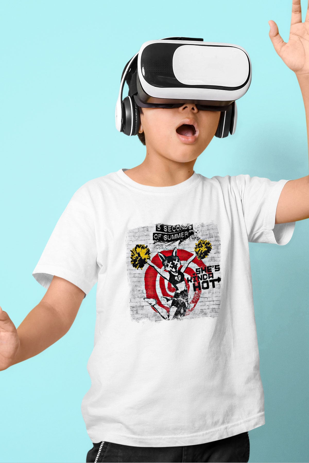 5 Seconds Of Summer Baskılı Unisex Beyaz Çocuk Tişört