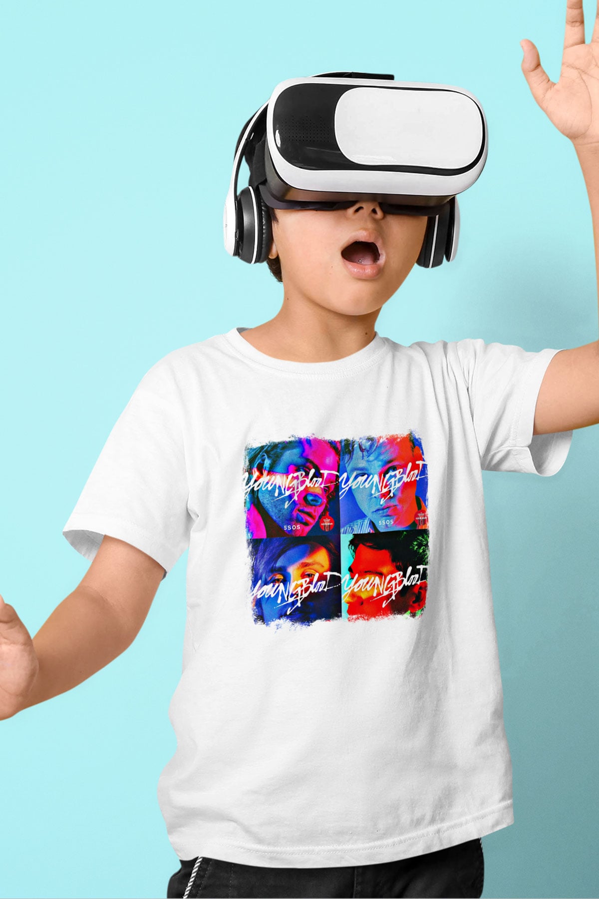 5 Seconds Of Summer Baskılı Unisex Beyaz Çocuk Tişört