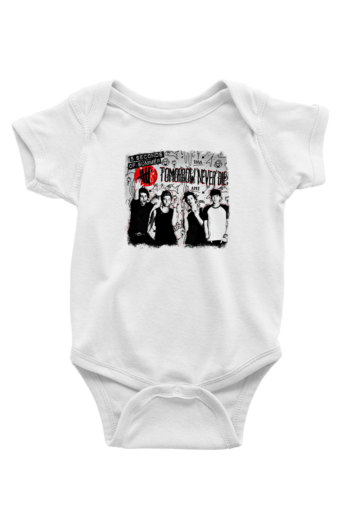 5 Seconds Of Summer Baskılı Unisex Beyaz Bebek Body - Zıbın
