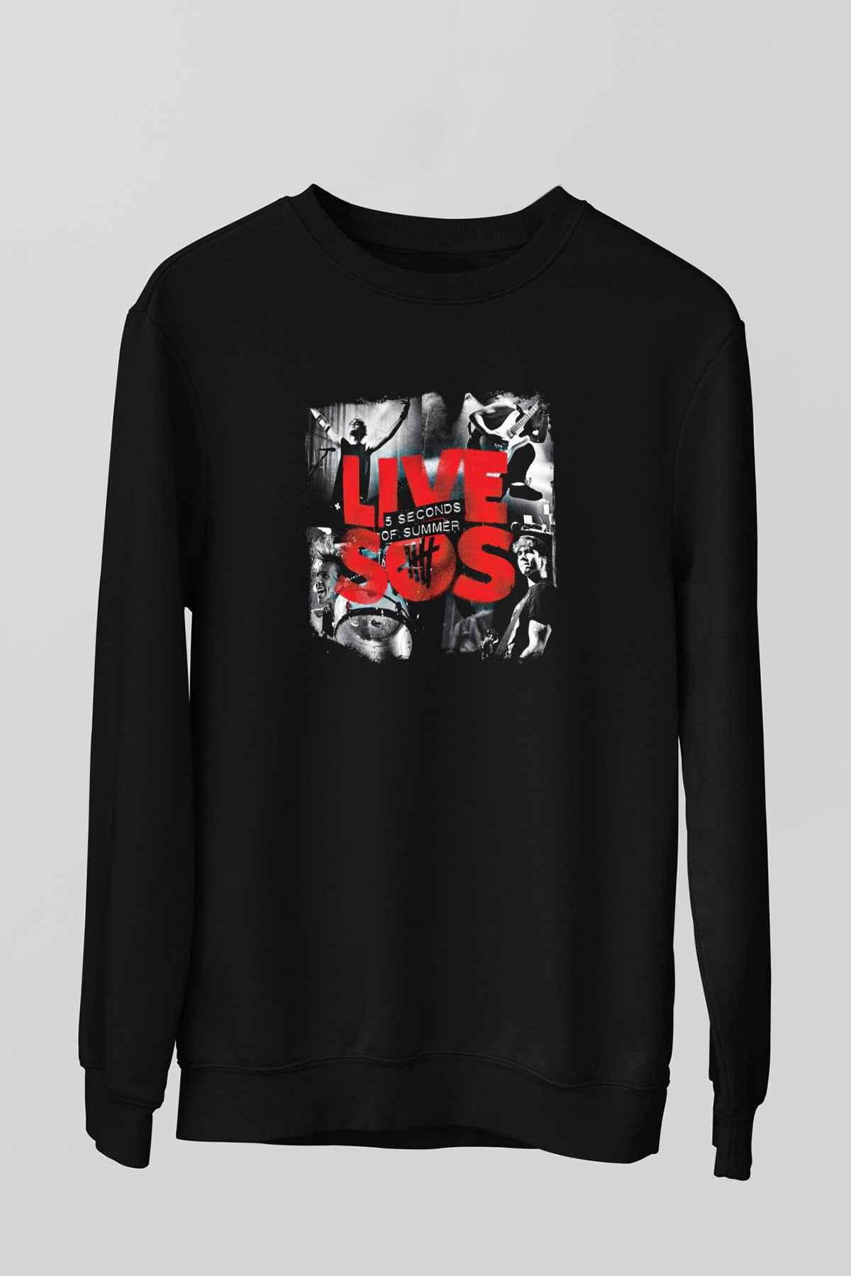 5 Seconds Of Summer Baskılı Unisex Siyah Sweatshirt