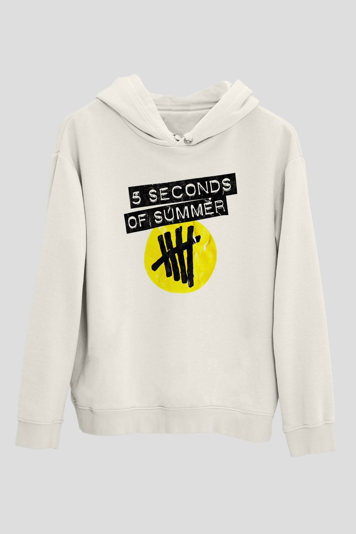 5 Seconds Of Summer Beyaz Unisex Kapşonlu Sweatshirt