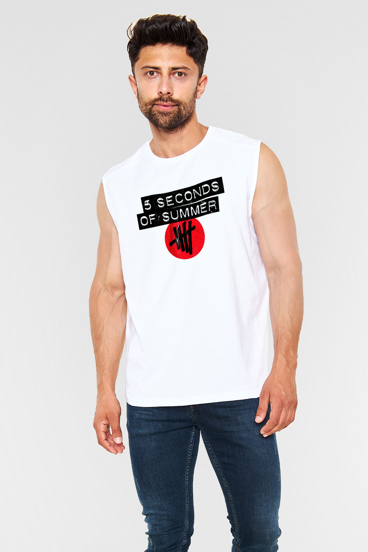 5 Seconds Of Summer Beyaz Unisex Kolsuz Tişört