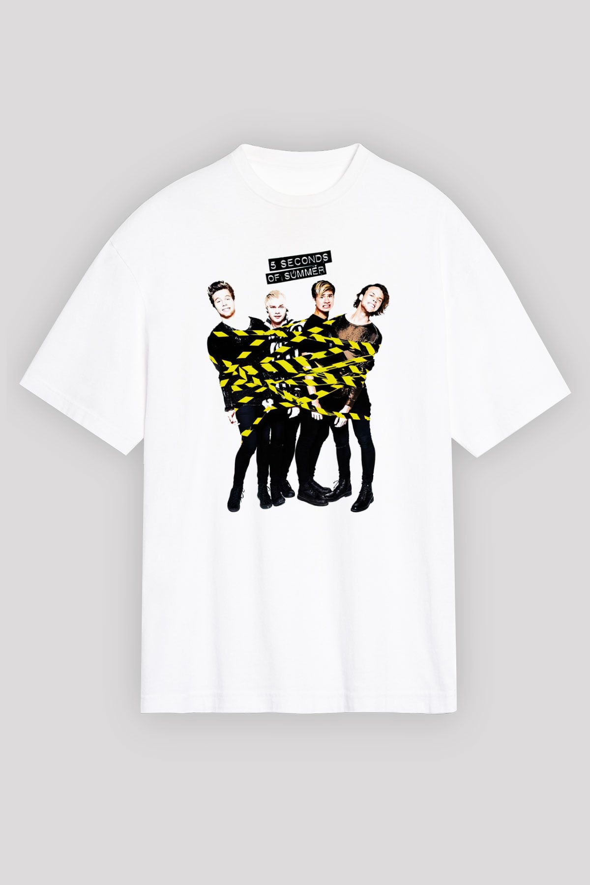 5 Seconds Of Summer Beyaz Unisex Oversize Tişört T-Shirt