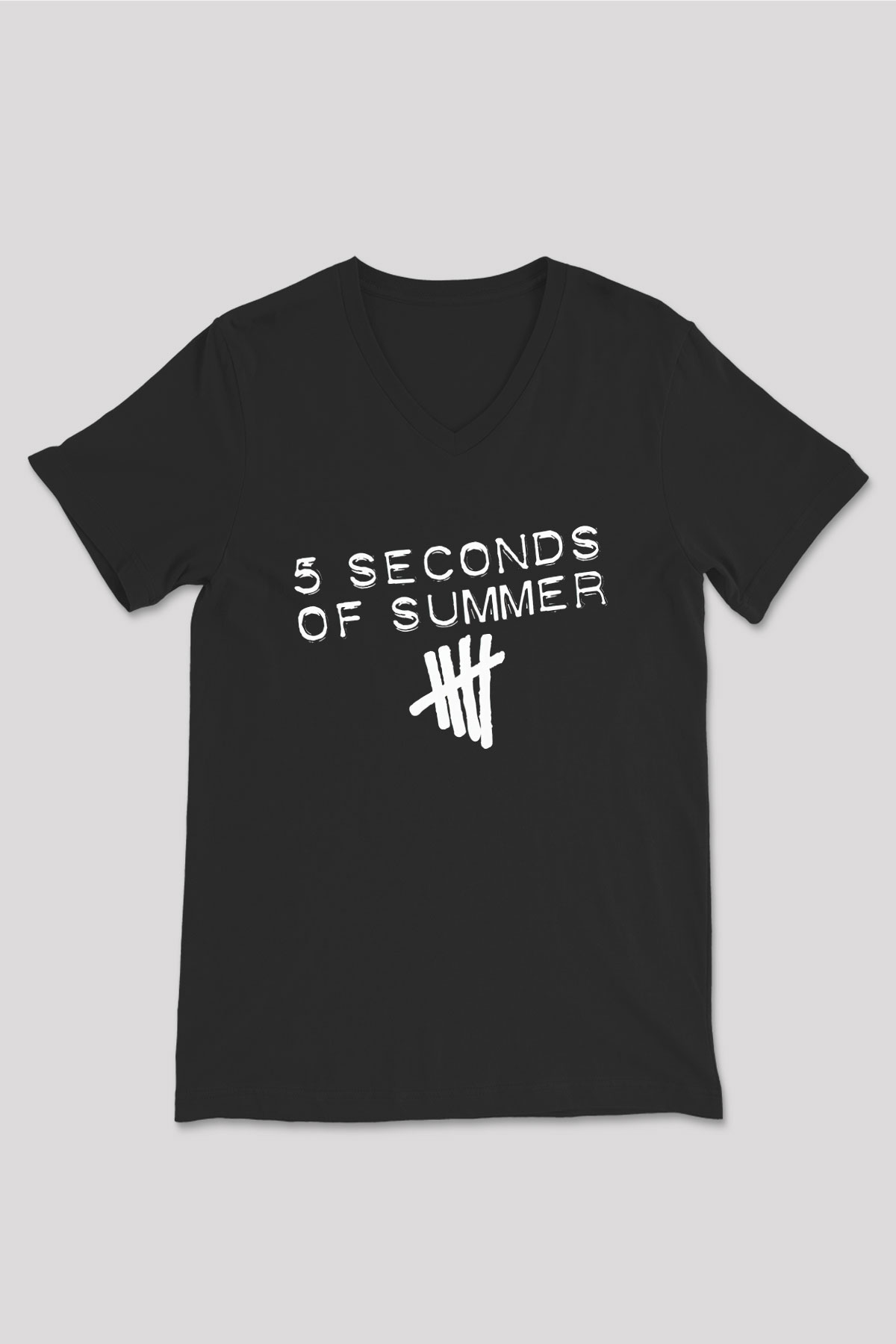 5 Seconds Of Summer Siyah Unisex V Yaka Tişört T-Shirt