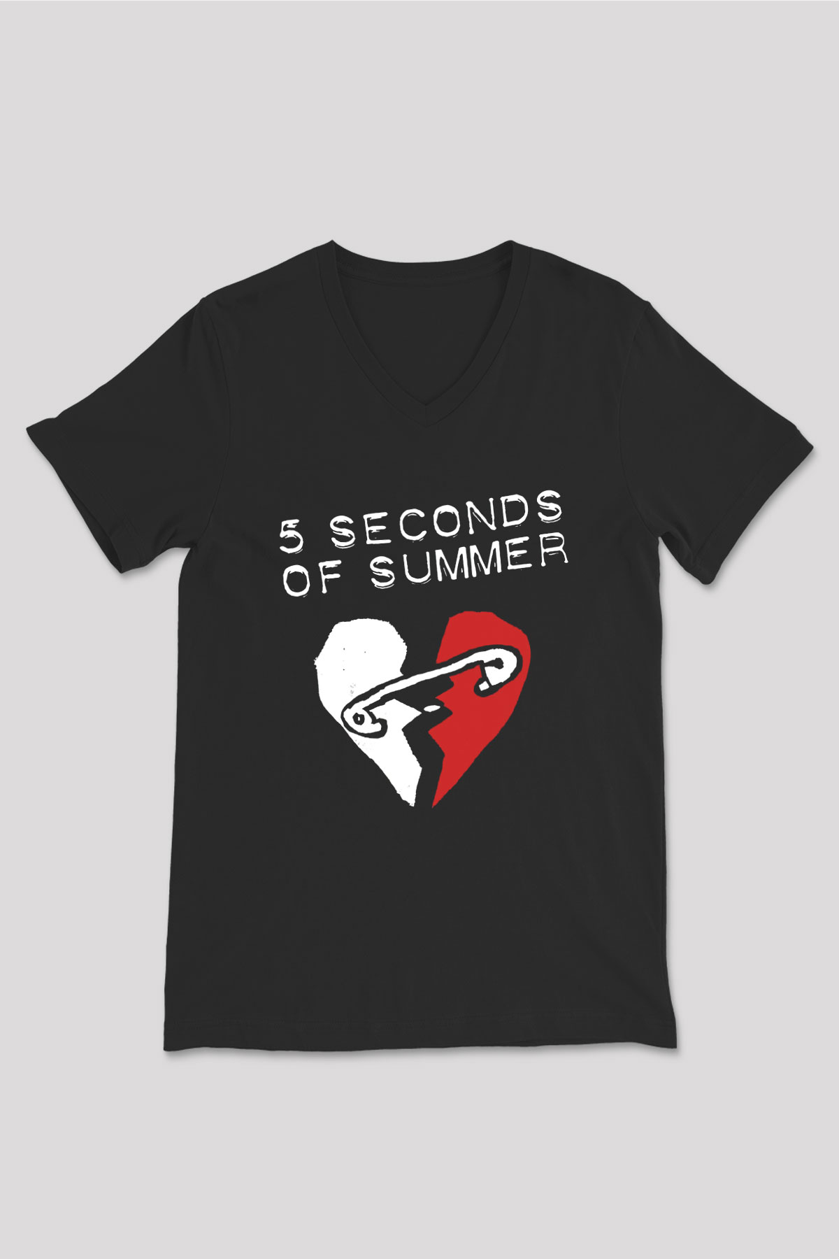 5 Seconds Of Summer Siyah Unisex V Yaka Tişört T-Shirt