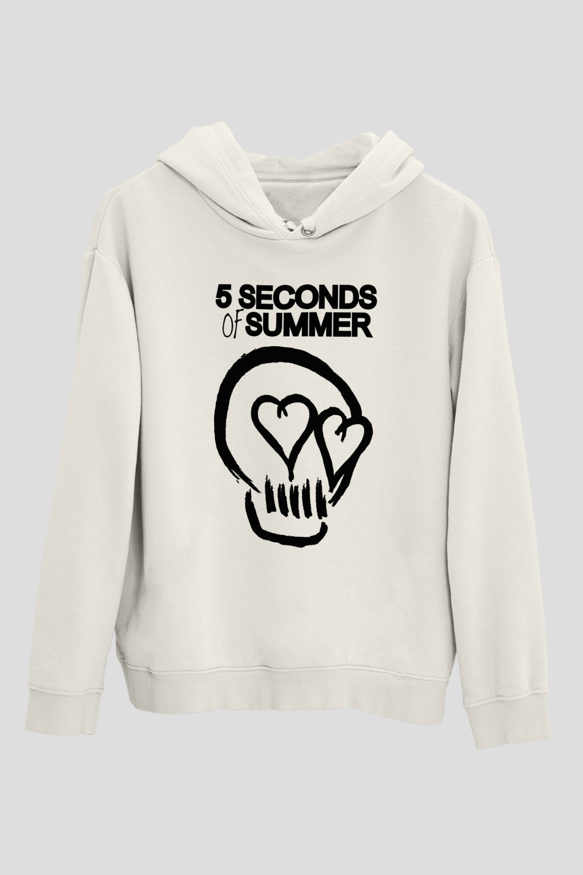 5 Seconds Of Summer Skull Logo Beyaz Unisex Kapşonlu Sweatshirt