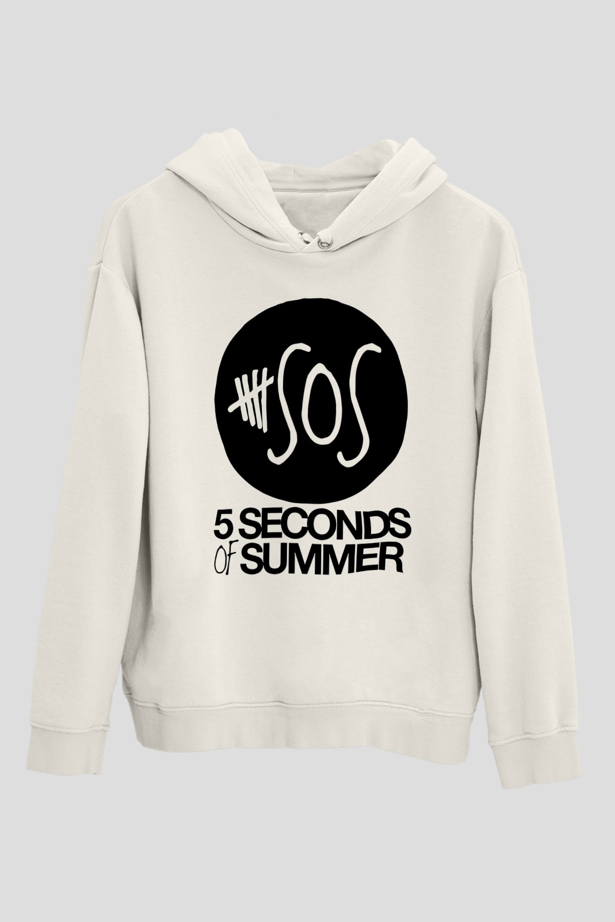 5 Seconds Of Summer SOS Logo Beyaz Unisex Kapşonlu Sweatshirt