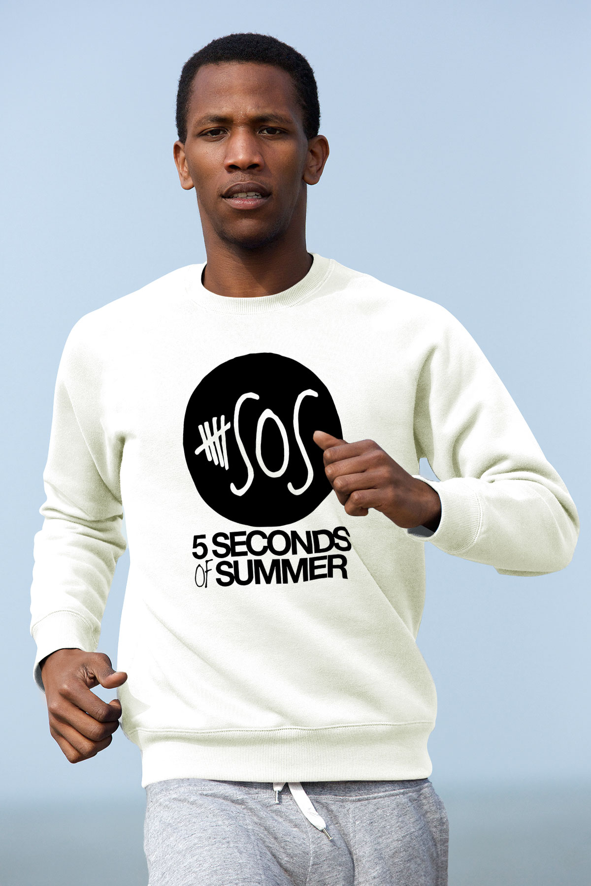5 Seconds Of Summer SOS Logo Beyaz Unisex Sweatshirt