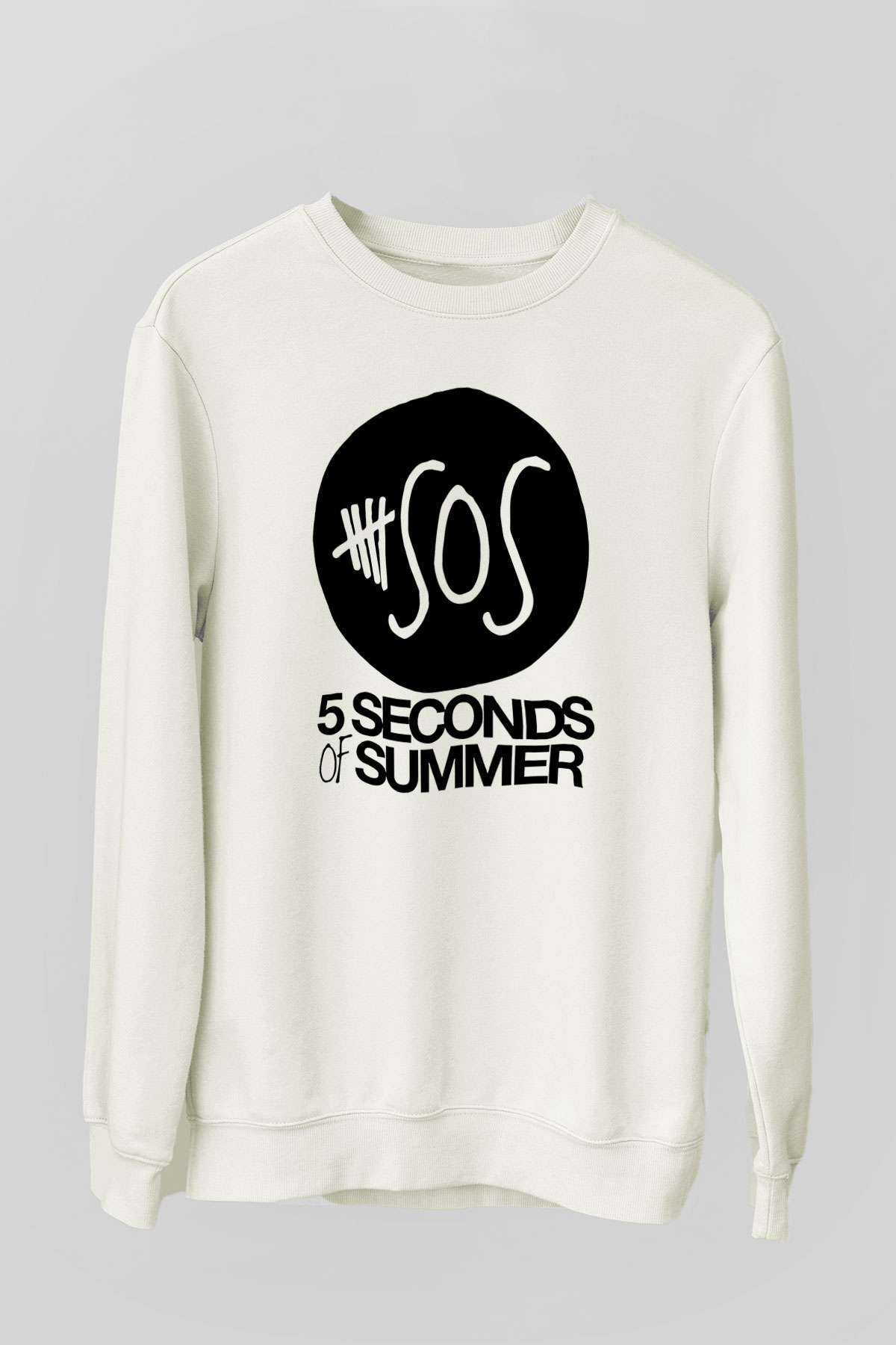5 Seconds Of Summer SOS Logo Beyaz Unisex Sweatshirt