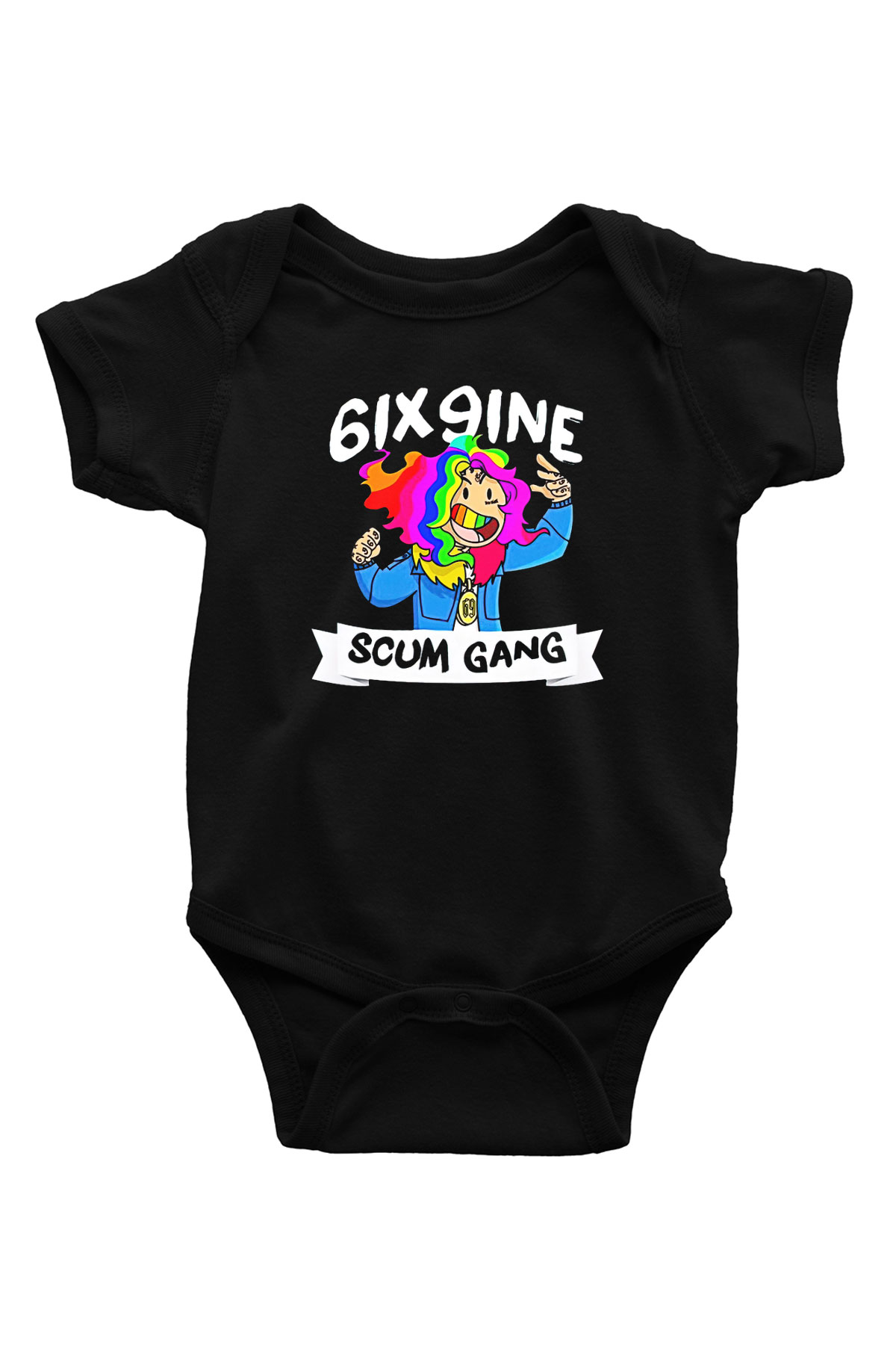 6ix9ine Baskılı Unisex Siyah Bebek Body - Zıbın