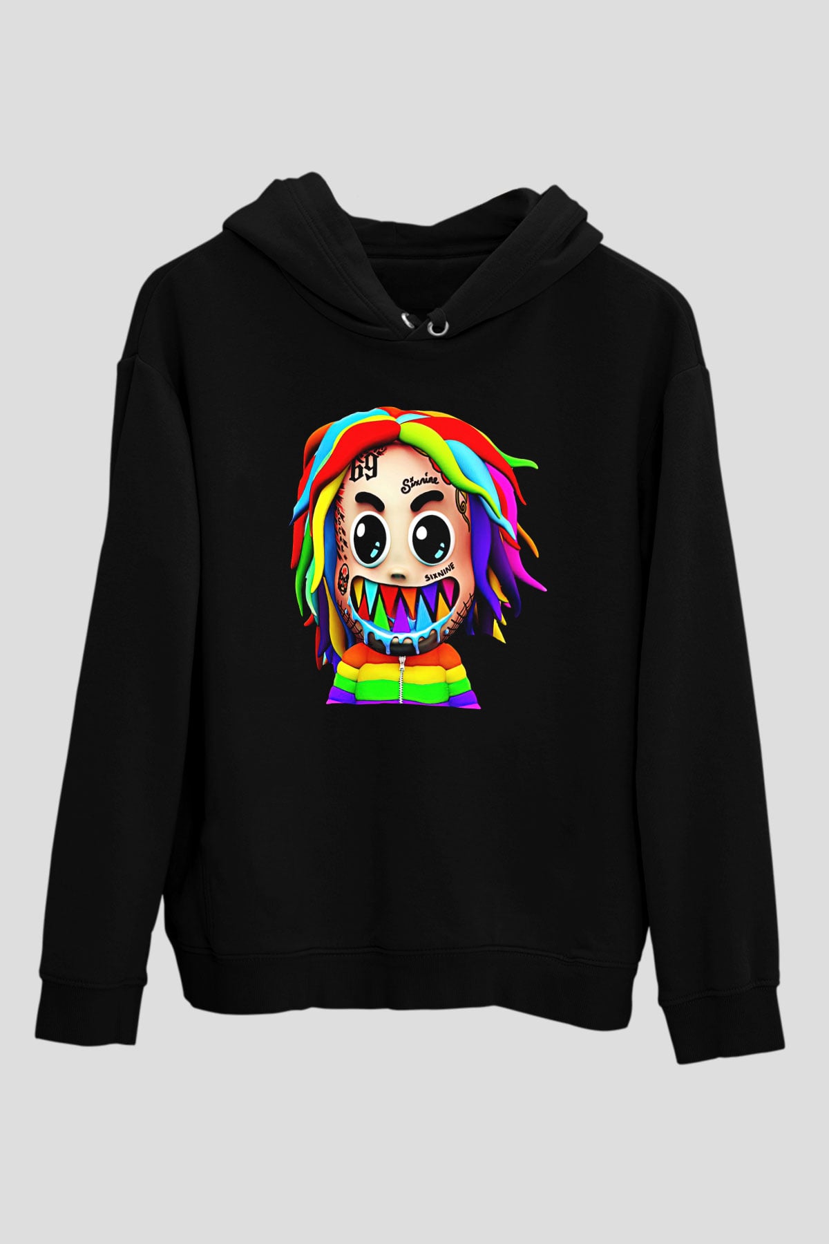 6ix9ine Baskılı Unisex Siyah Hoodie