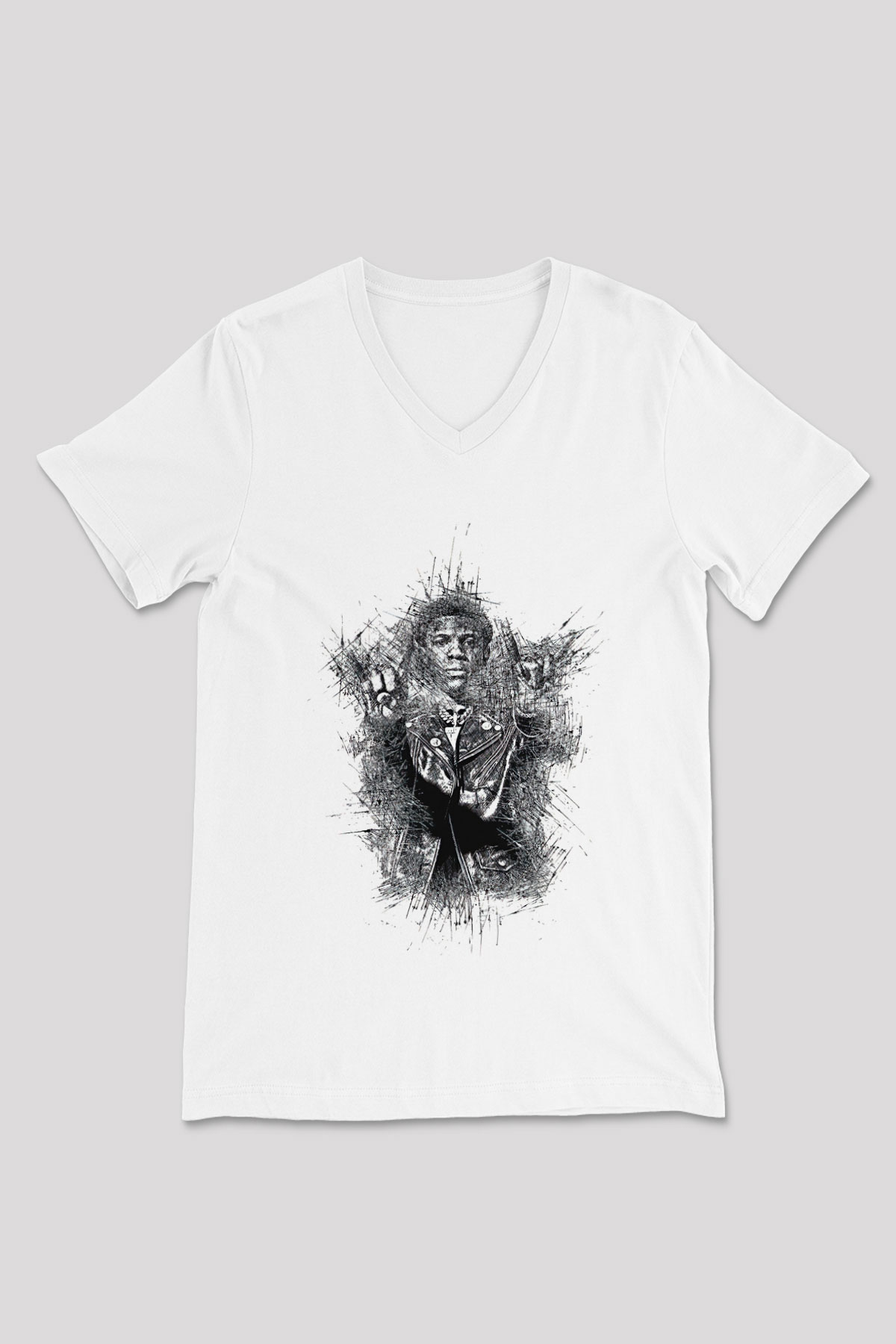 A Boosie Wit Da Hoodie Baskılı Beyaz Unisex V Yaka Tişört - Tshirt