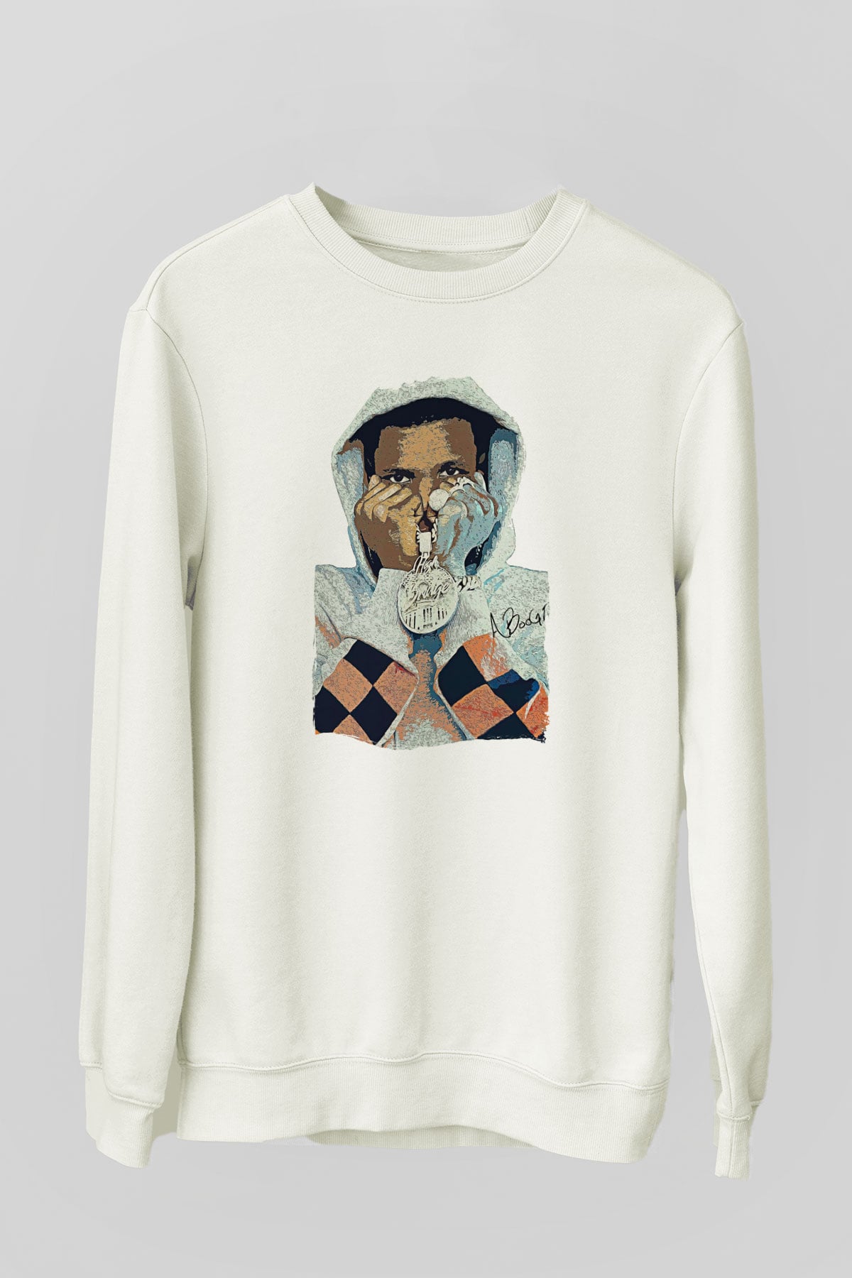 A Boosie Wit Da Hoodie Baskılı Beyaz Unisex Sweatshirt