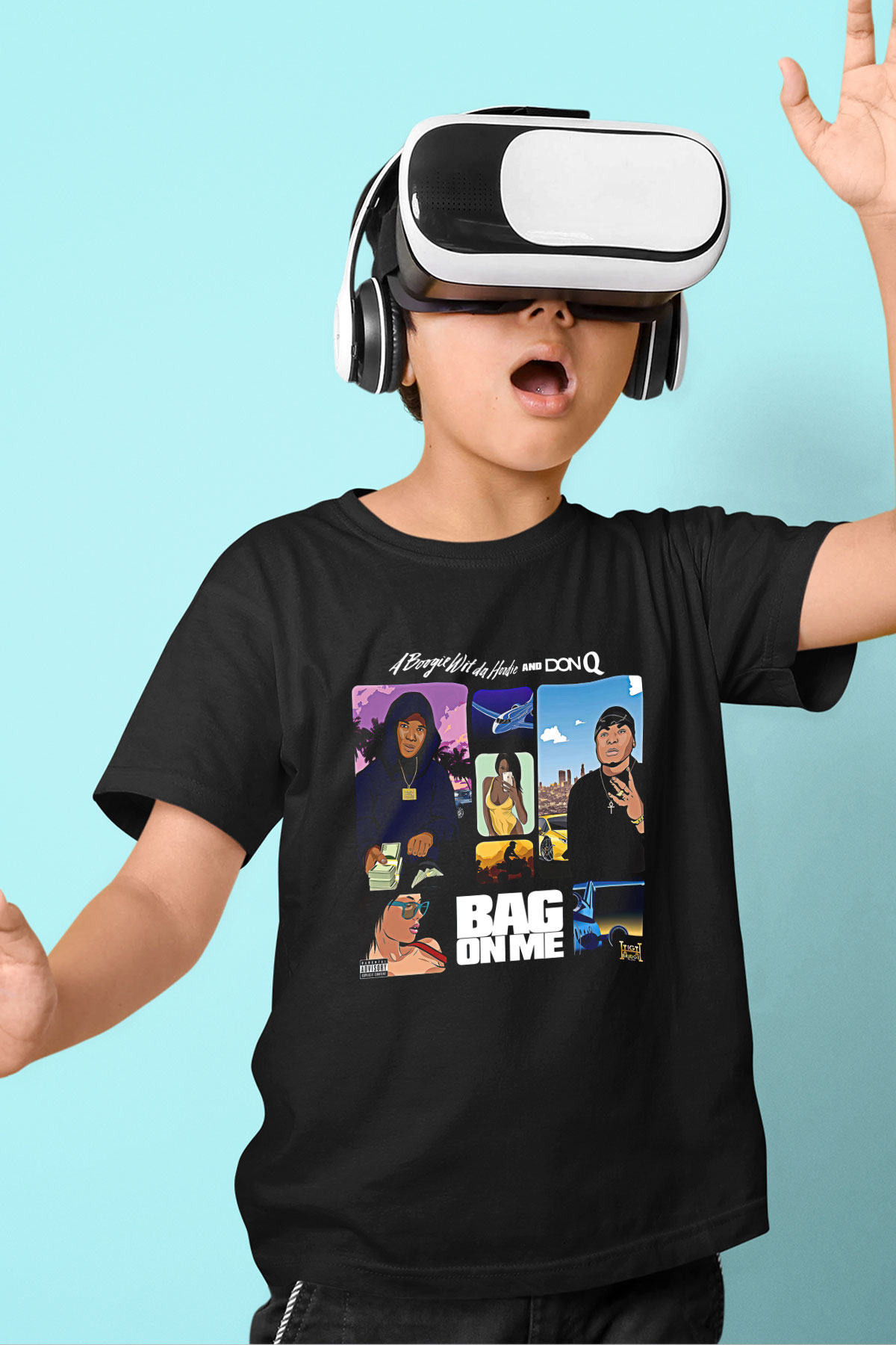 A Boosie Wit Da Hoodie Baskılı Unisex Siyah Çocuk Tişört - Tshirt
