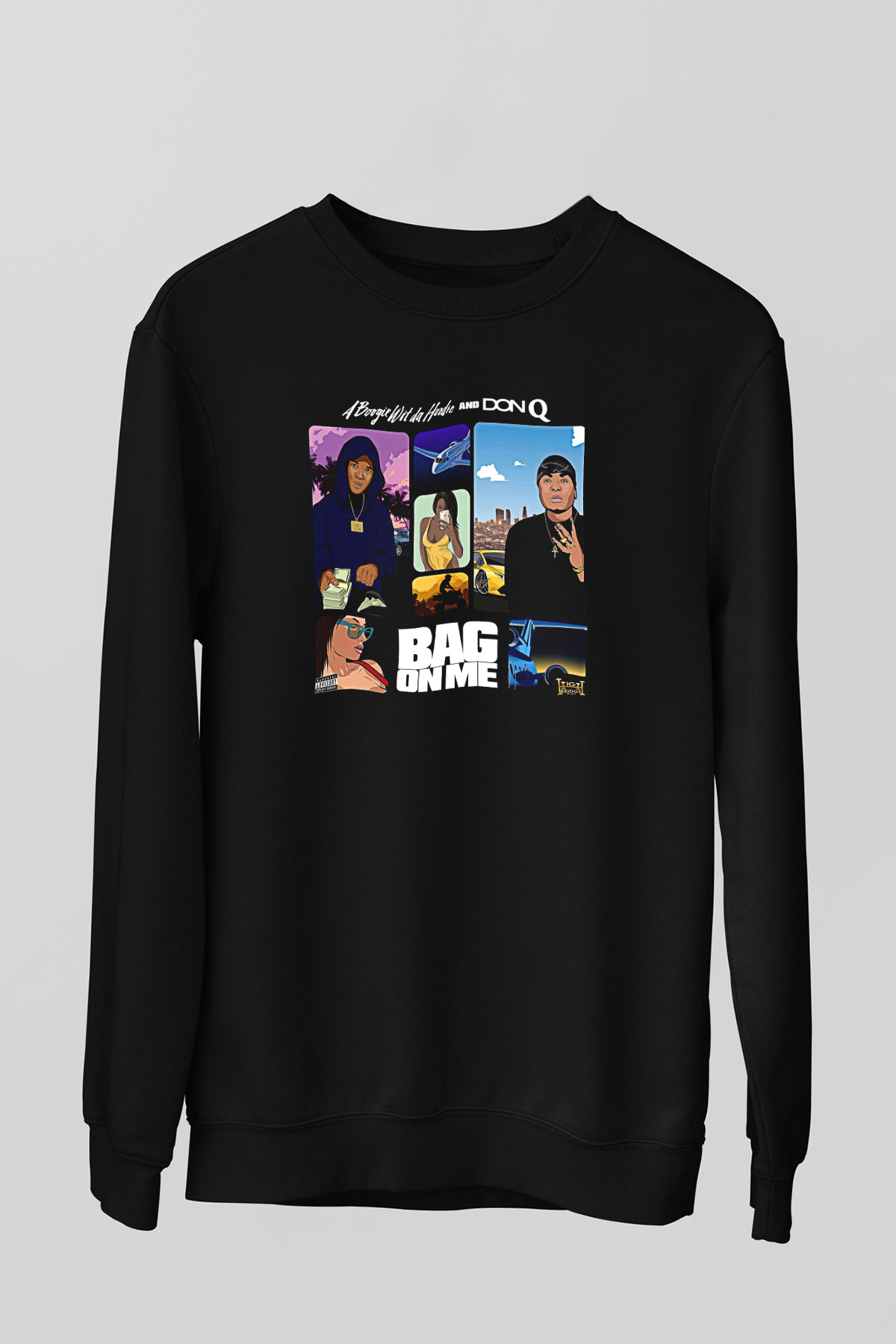 A Boosie Wit Da Hoodie Baskılı Unisex Siyah Sweatshirt