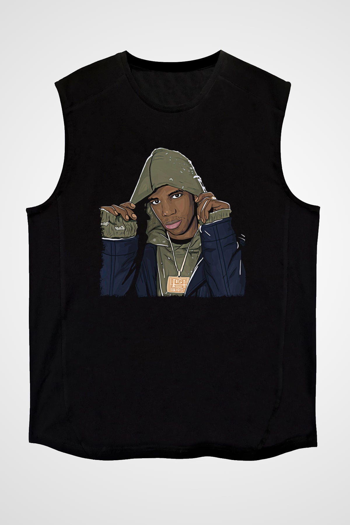 A Boosie Wit Da Hoodie Baskılı Unisex Siyah Kolsuz Tişört - Tshirt