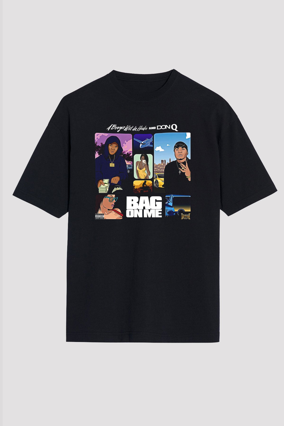A Boosie Wit Da Hoodie Baskılı Unisex Siyah Oversize Tişört - Tshirt