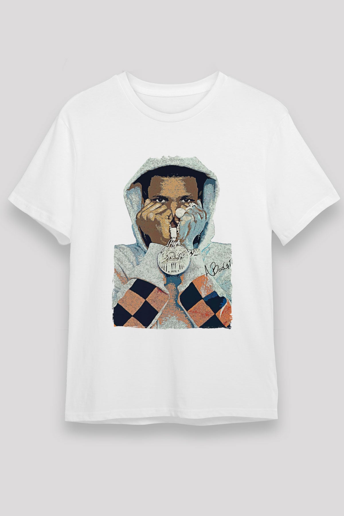 A Boosie Wit Da Hoodie Baskılı Unisex Beyaz Tişört - Tshirt