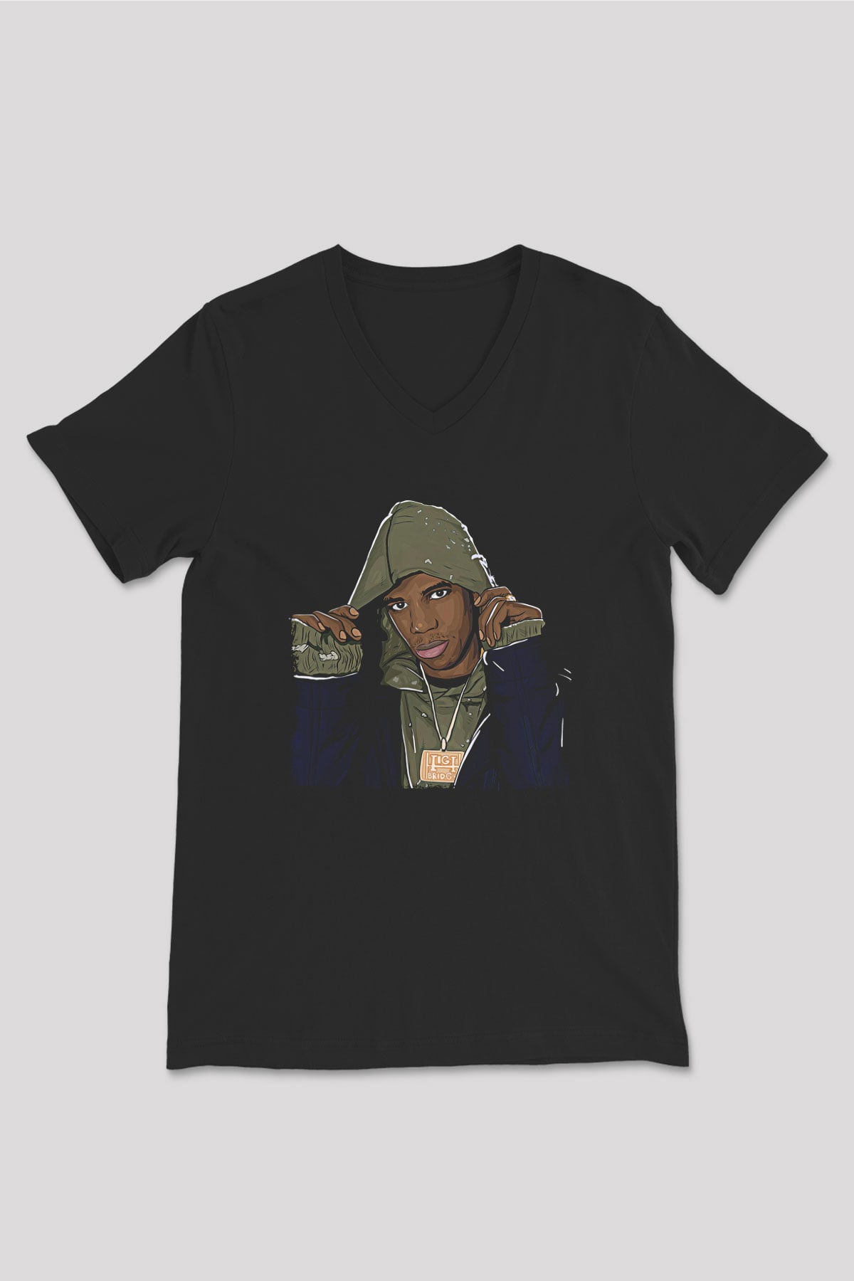 A Boosie Wit Da Hoodie Baskılı Unisex Siyah V Yaka Tişört - Tshirt