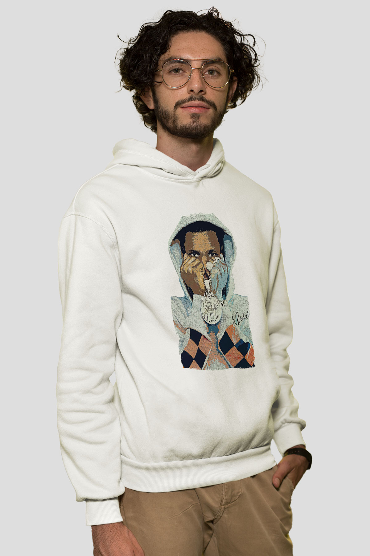 A Boosie Wit Da Kapüşonlu Sweatshirt Baskılı Beyaz Unisex Kapüşonlu Sweatshirt