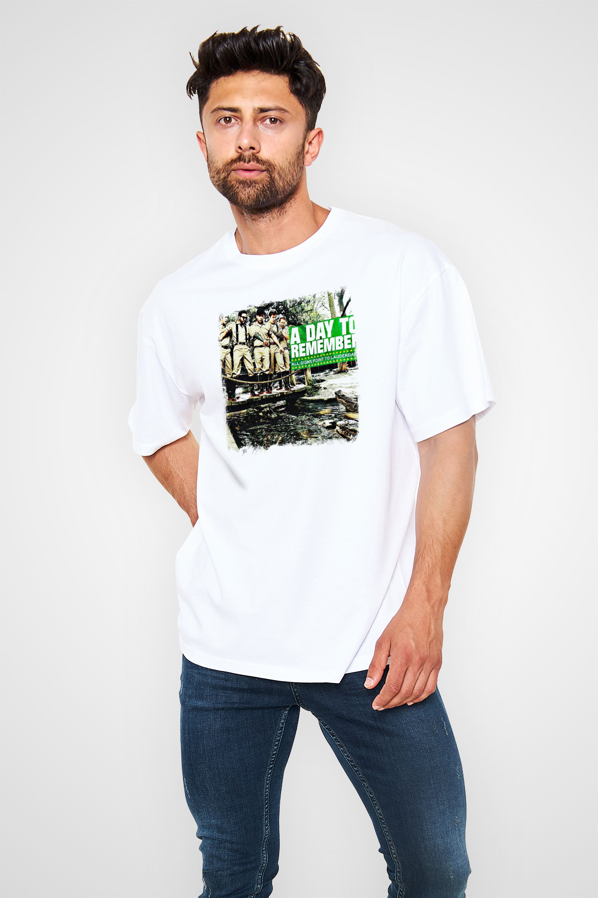 A Day to remember Baskılı Unisex Beyaz Oversize Tişört