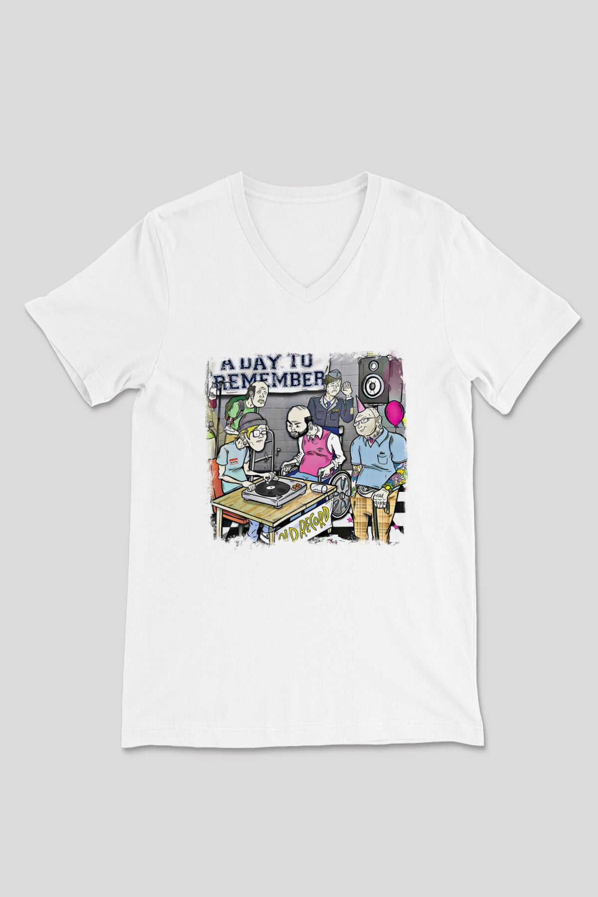 A Day to remember Baskılı Unisex Beyaz V Yaka Tişört