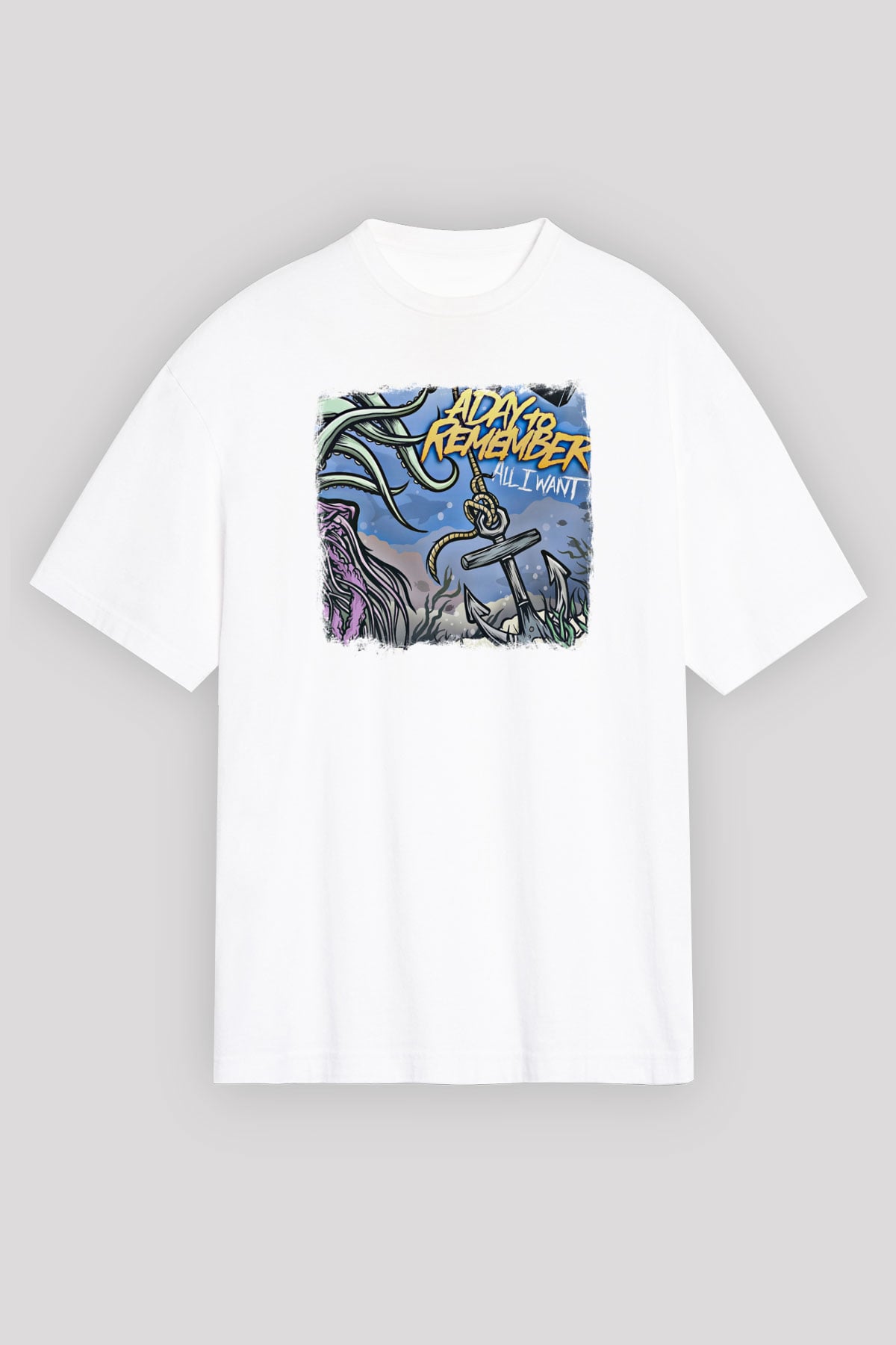 A Day to remember Baskılı Unisex Beyaz Oversize Tişört