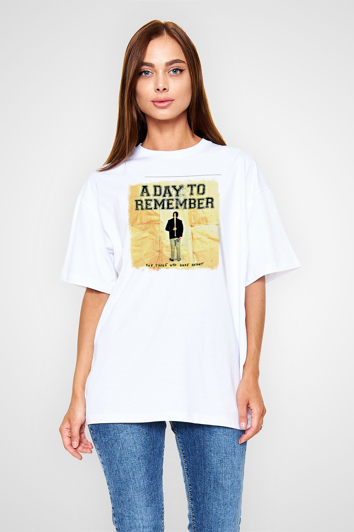 A Day to remember Baskılı Unisex Beyaz Oversize Tişört