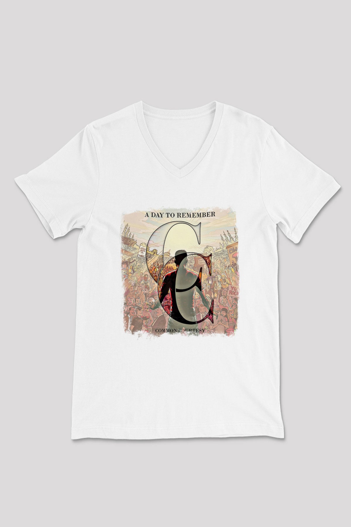 A Day to remember Baskılı Unisex Beyaz V Yaka Tişört