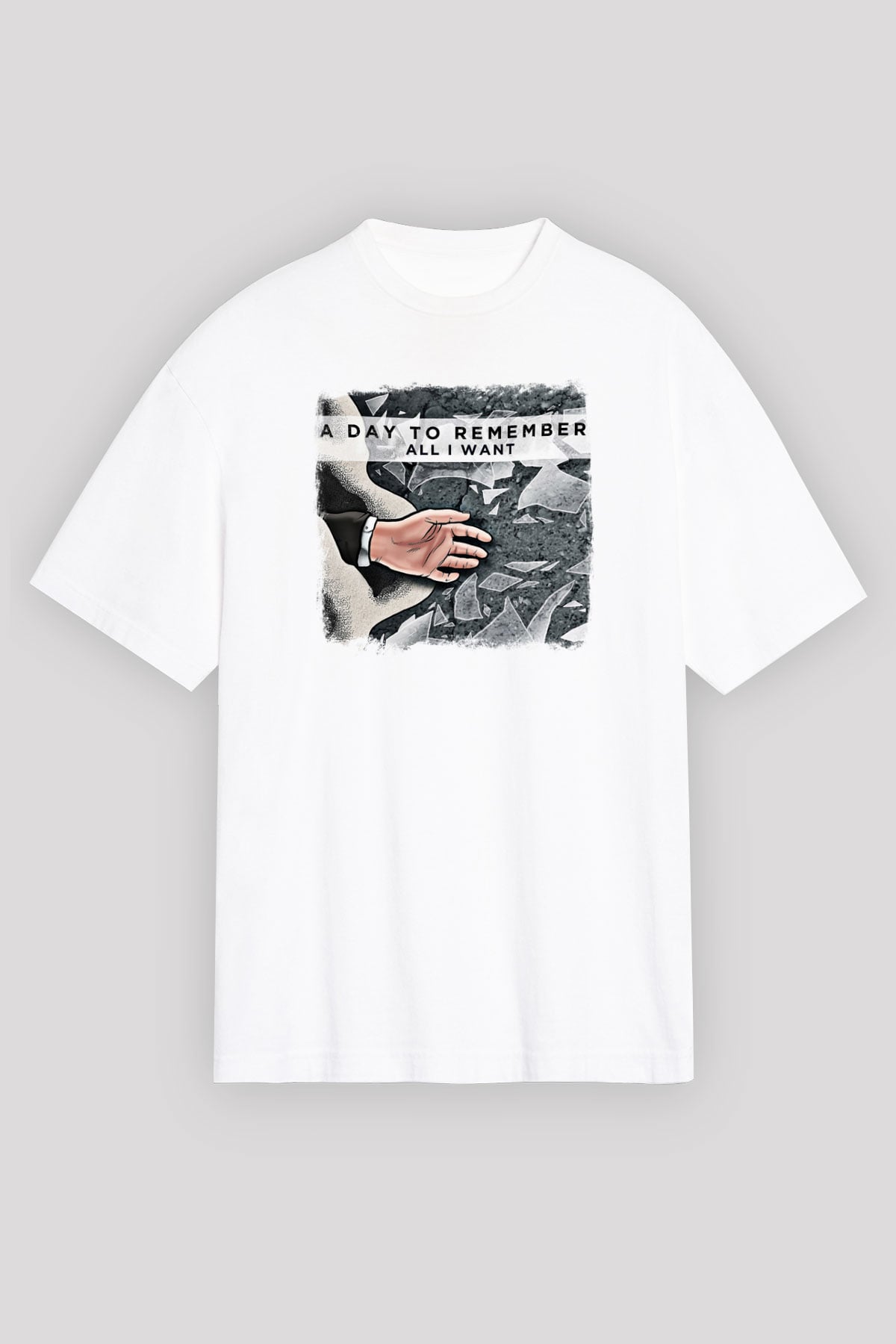 A Day to remember Baskılı Unisex Beyaz Oversize Tişört