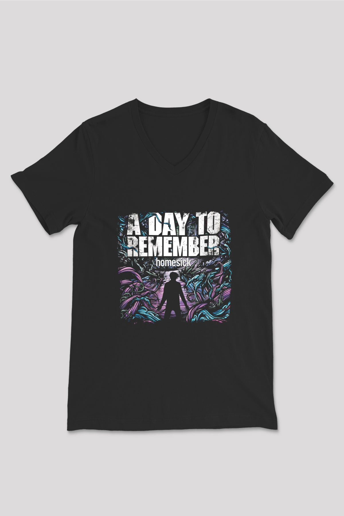 A Day to remember Baskılı Unisex Siyah V Yaka Tişört