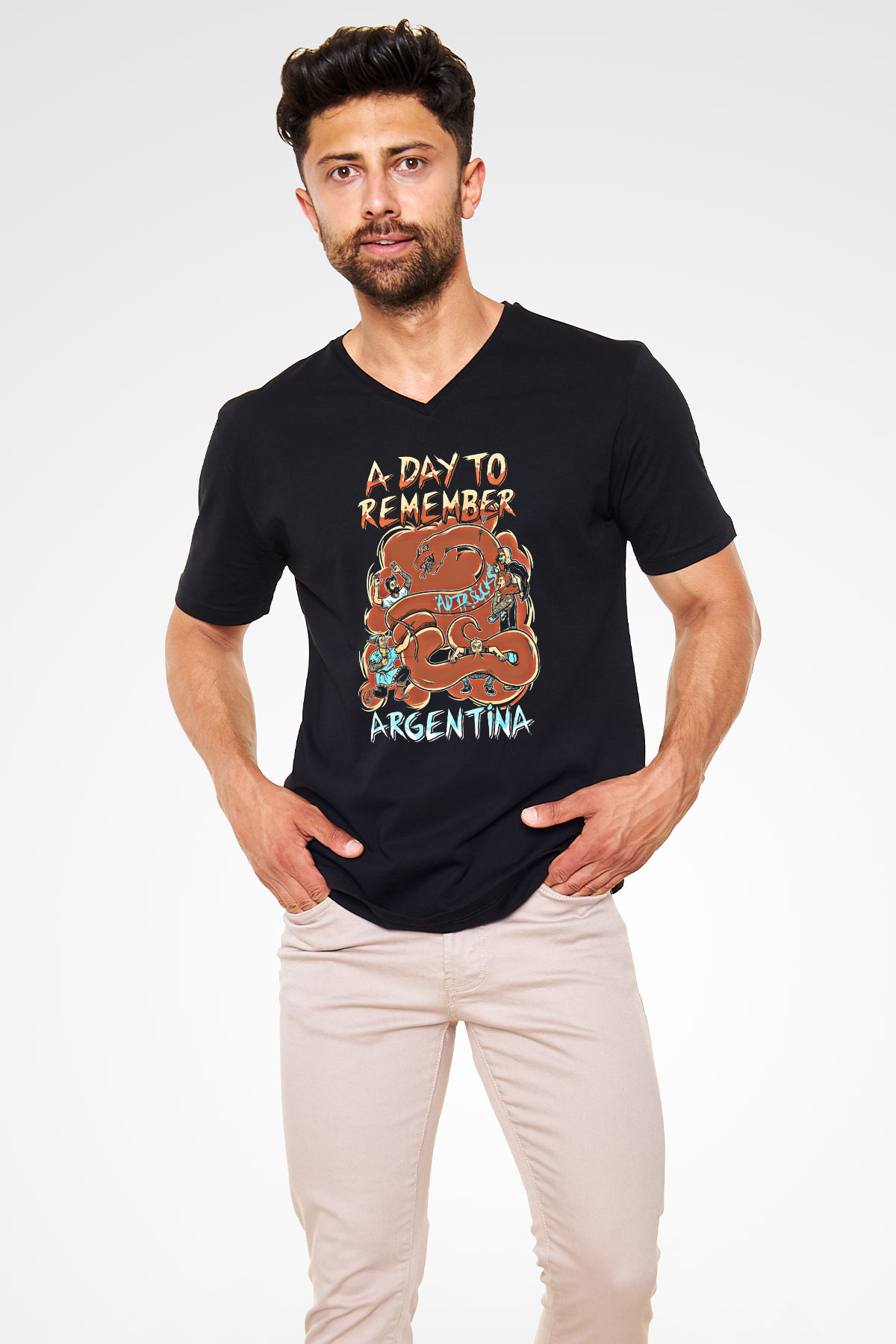 A Day to remember Baskılı Unisex Siyah V Yaka Tişört