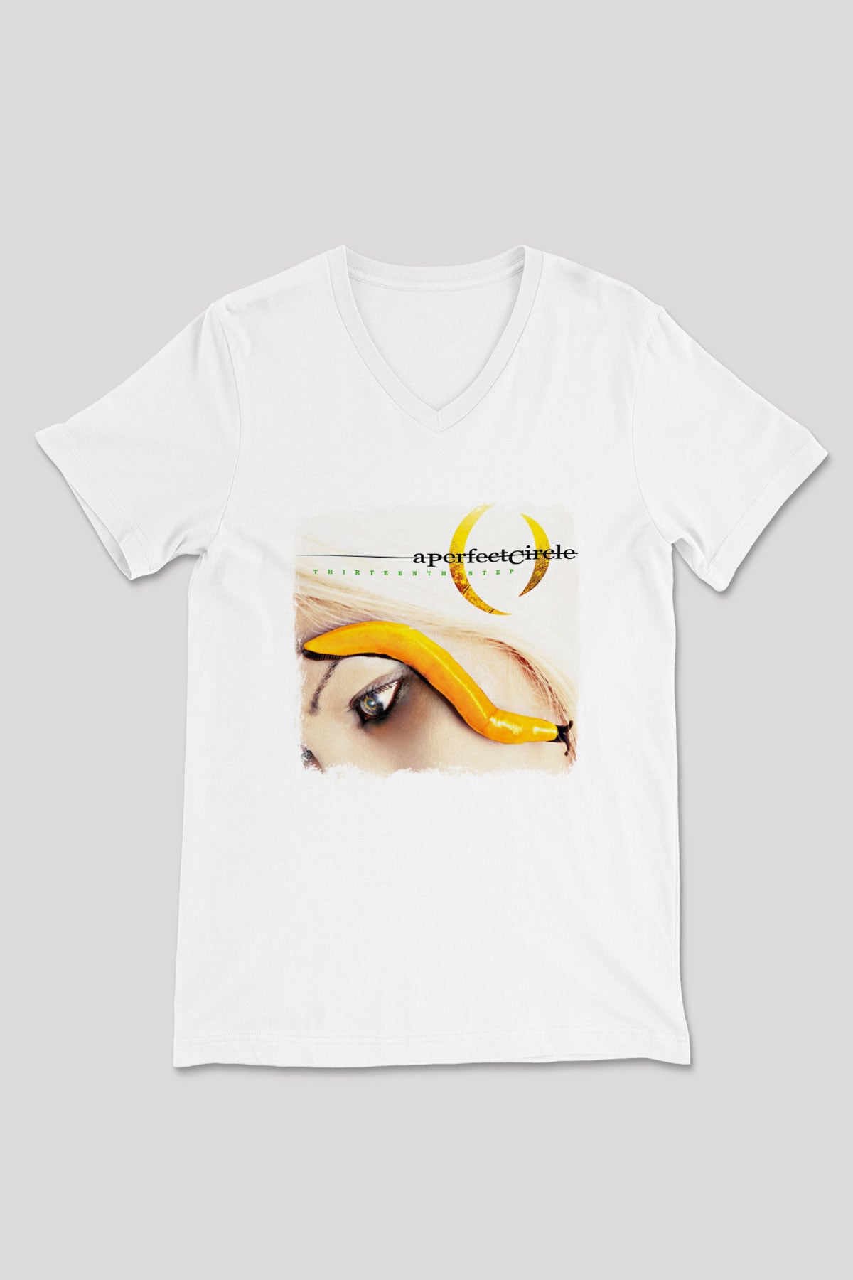 A Perfect Circle Baskılı Unisex Beyaz V Yaka Tişört