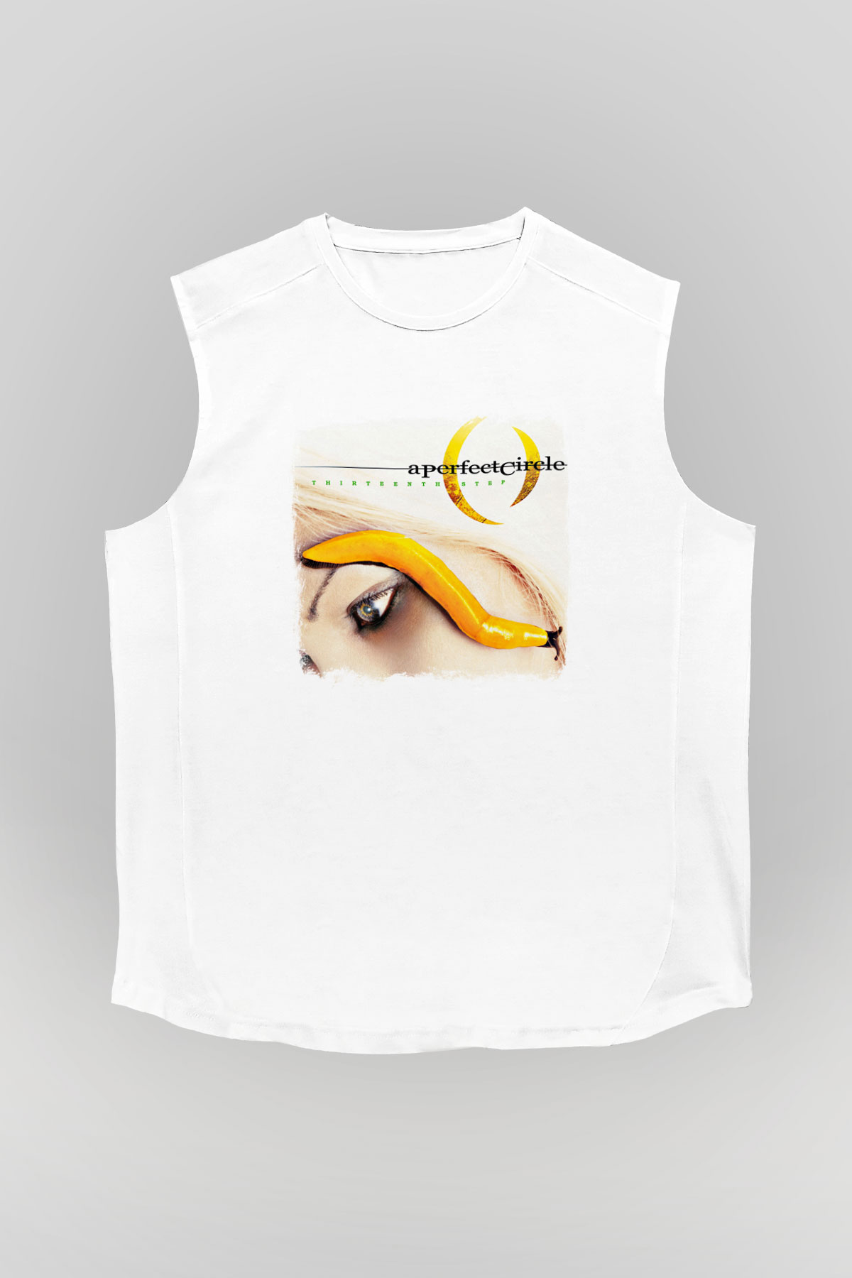 A Perfect Circle Baskılı Unisex Beyaz Kolsuz Tişört