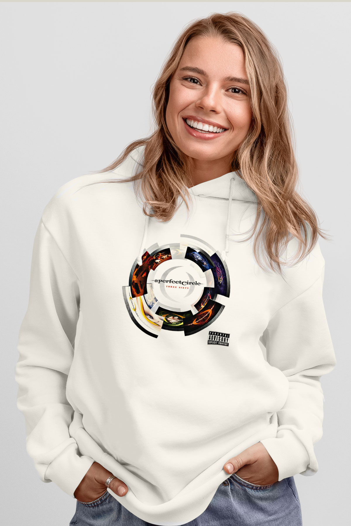 A Perfect Circle Baskılı Unisex Beyaz Hoodie