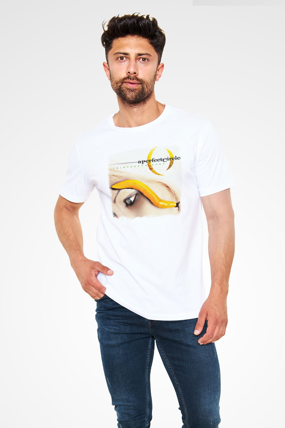A Perfect Circle Baskılı Unisex Beyaz Tişört