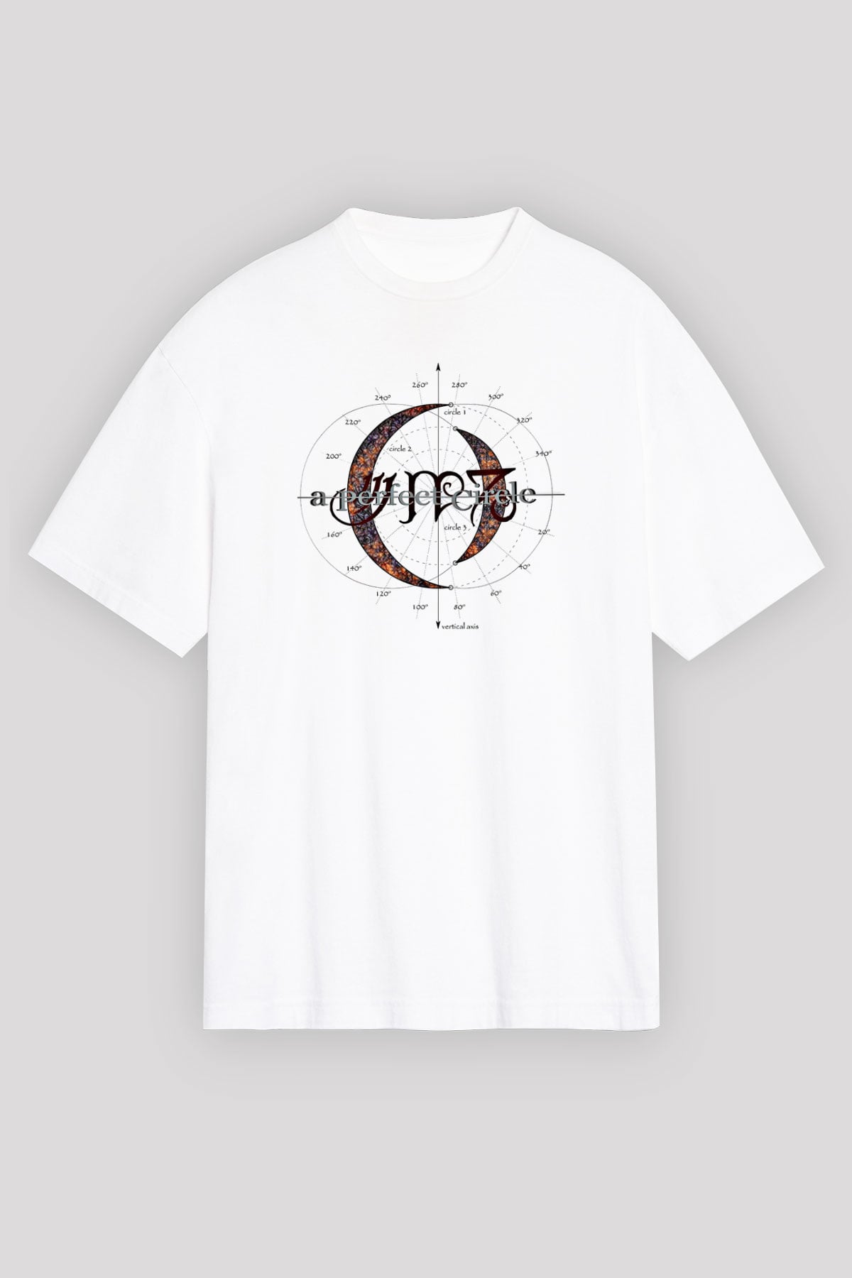 A Perfect Circle Baskılı Unisex Beyaz Oversize Tişört