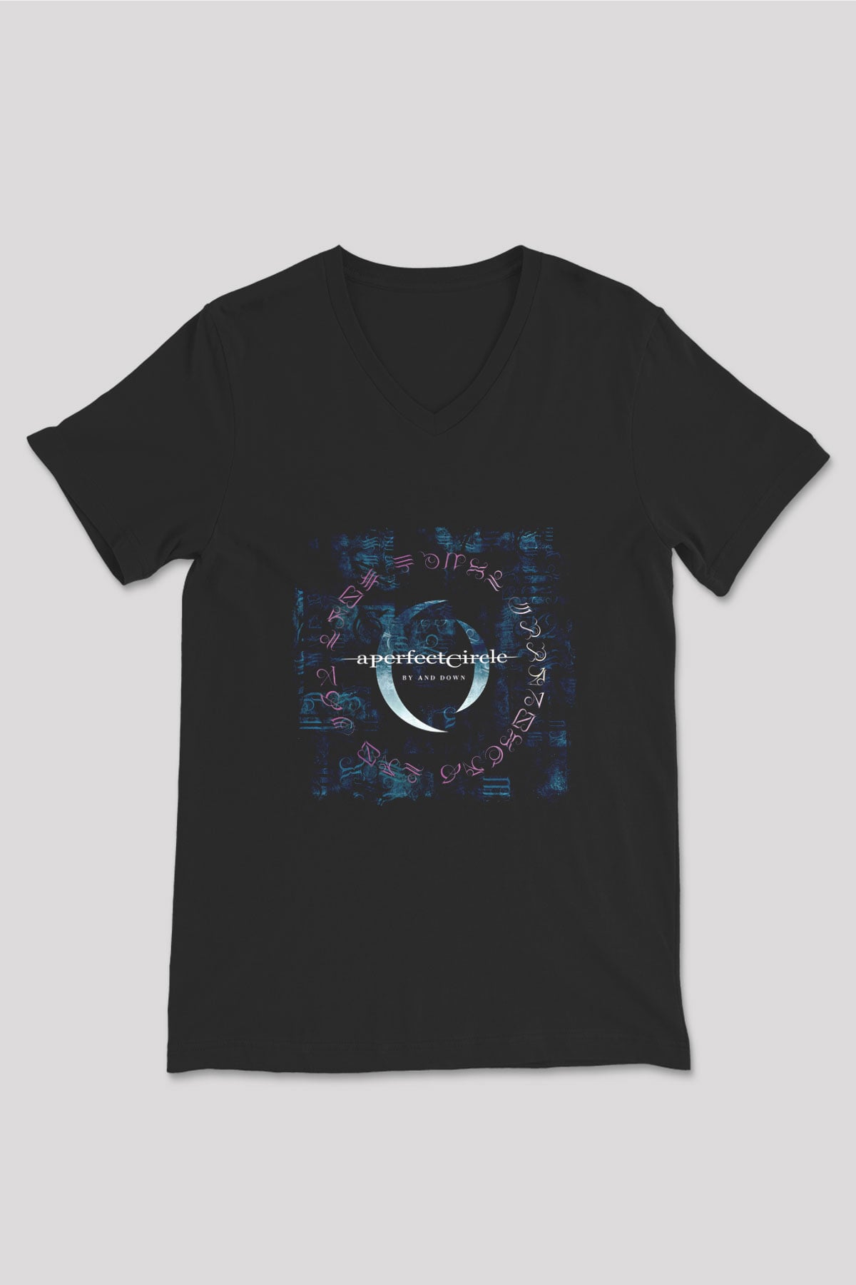 A Perfect Circle Baskılı Unisex Siyah V Yaka Tişört
