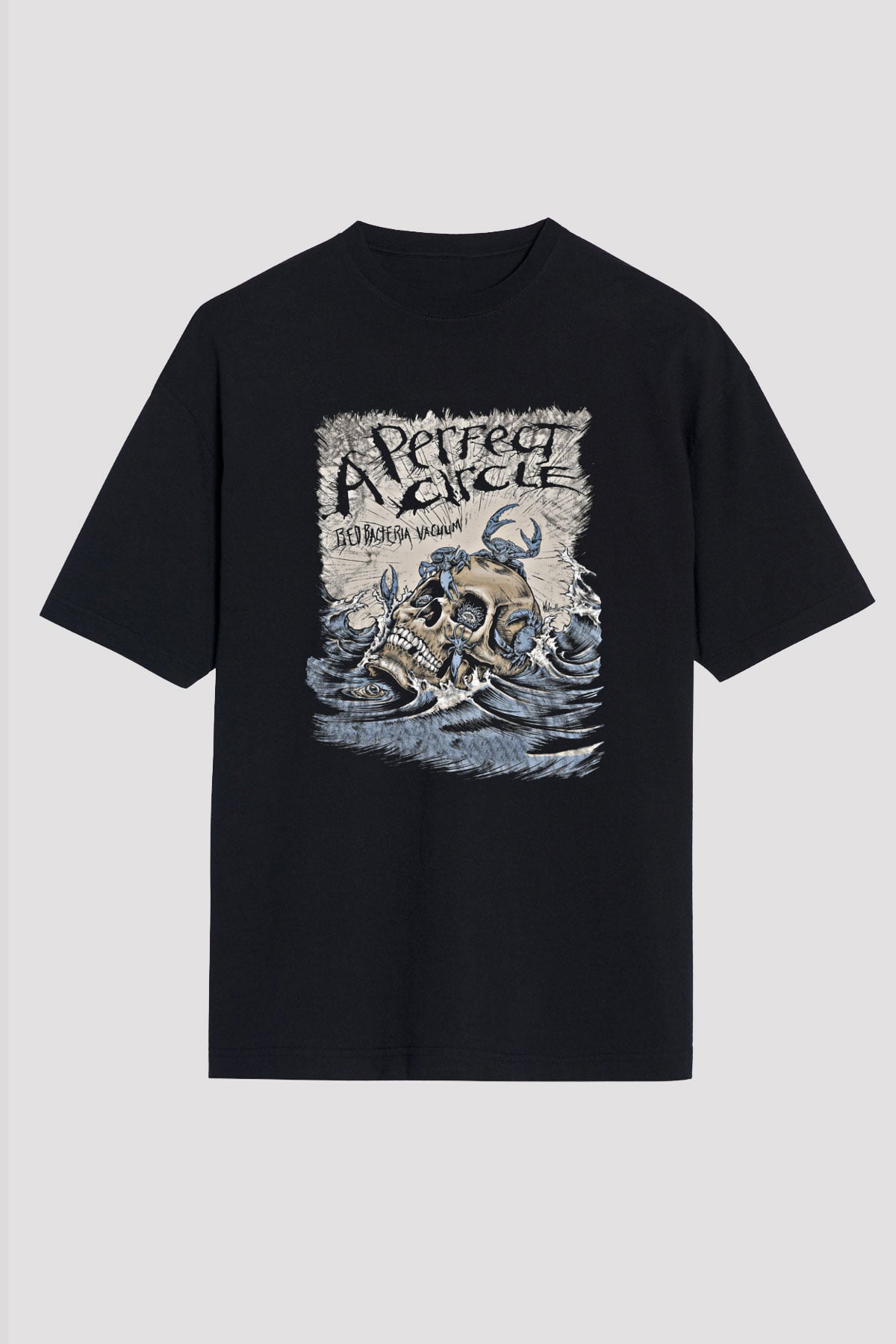 A Perfect Circle Baskılı Unisex Siyah Oversize Tişört