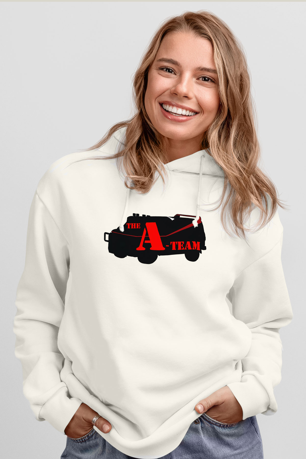 A-Team Beyaz Unisex Kapşonlu Sweatshirt