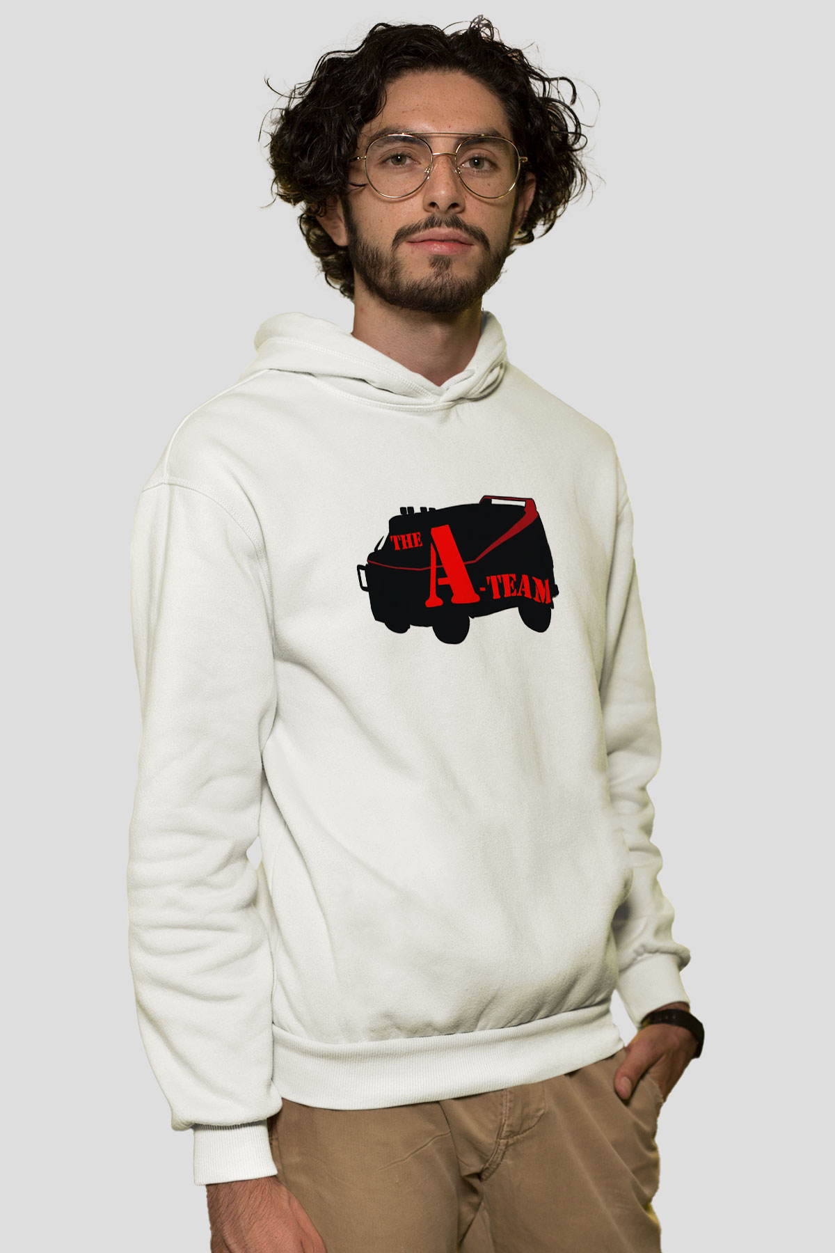 A-Team Beyaz Unisex Kapşonlu Sweatshirt
