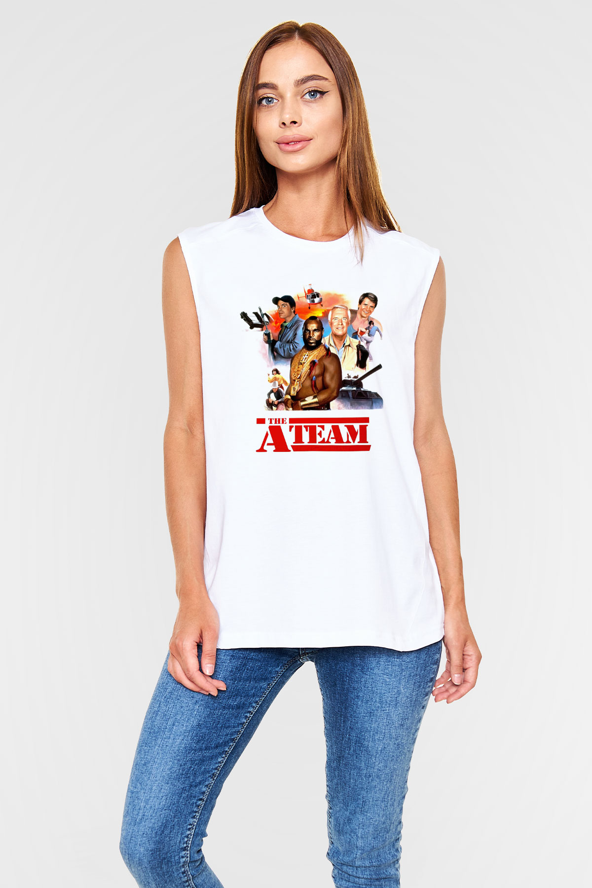 A-Team Beyaz Unisex Kolsuz Tişört