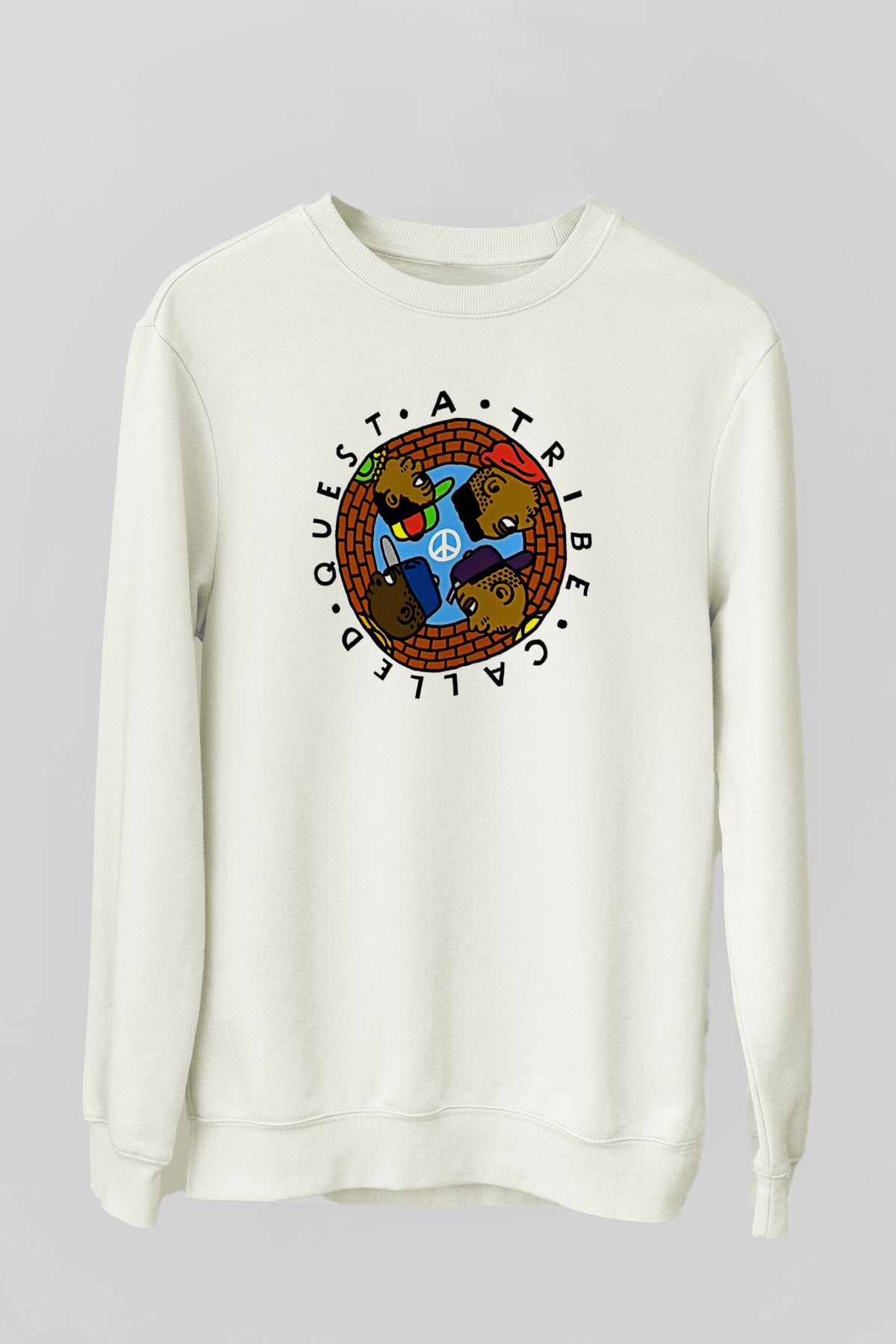 A Tribe Called Quest Baskılı Beyaz Unisex Sweatshirt